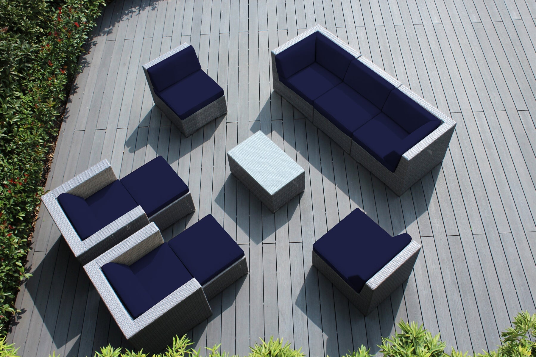 Fully Assembled Rainshield Patio Furniture - Ohana 10 Piece Sectional with Club Chairs and 6-inch Water Protection Cushions
