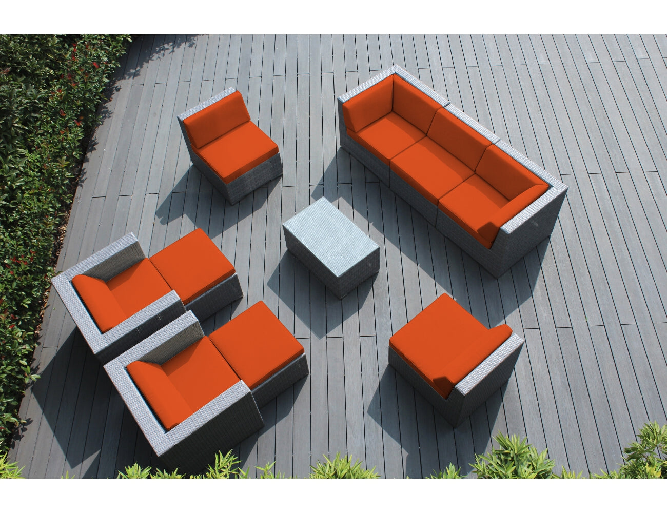 Fully Assembled Rainshield Patio Furniture - Ohana 10 Piece Sectional with Club Chairs and 6-inch Water Protection Cushions