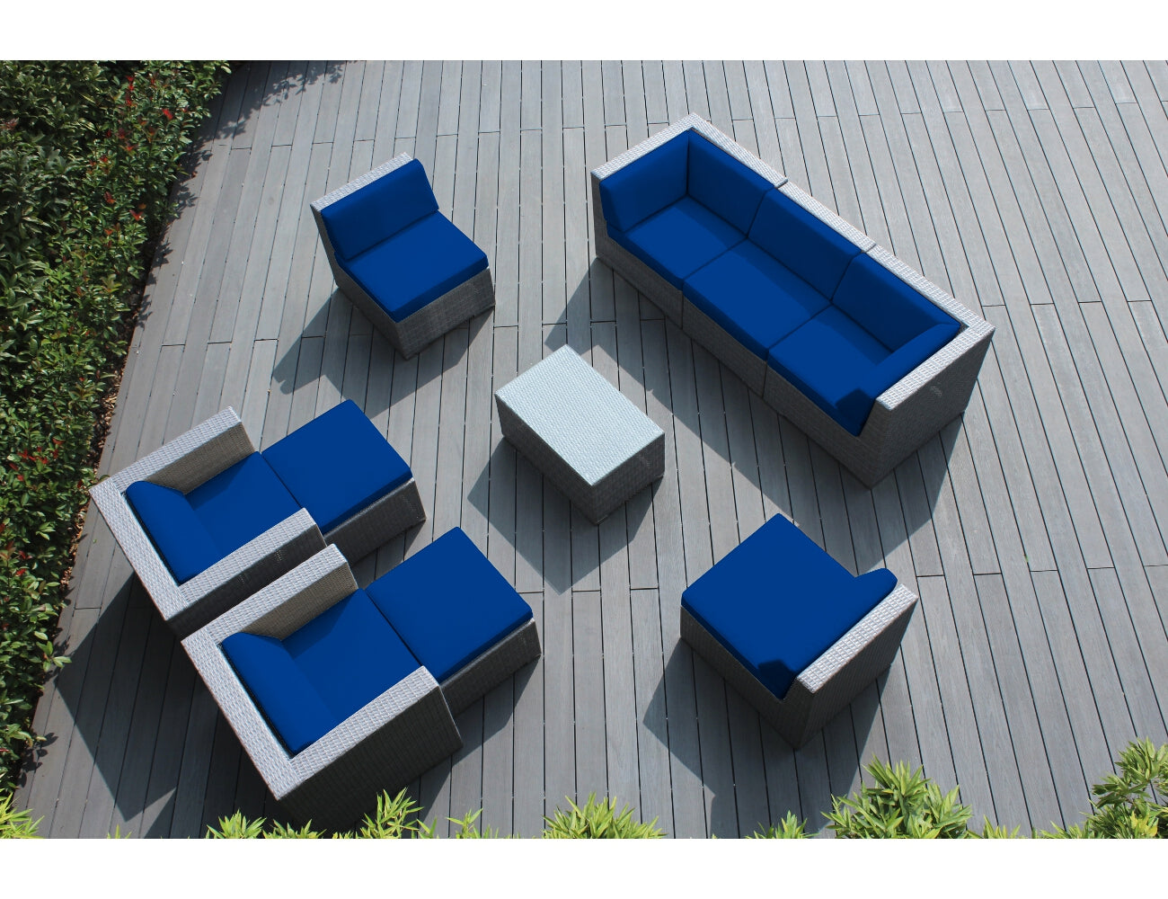 Fully Assembled Rainshield Patio Furniture - Ohana 10 Piece Sectional with Club Chairs and 6-inch Water Protection Cushions