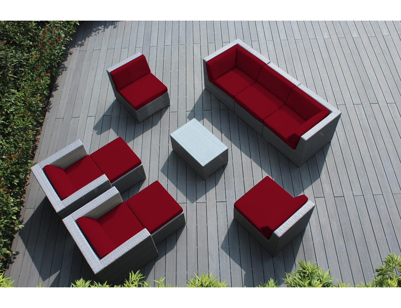 Fully Assembled Rainshield Patio Furniture - Ohana 10 Piece Sectional with Club Chairs and 6-inch Water Protection Cushions
