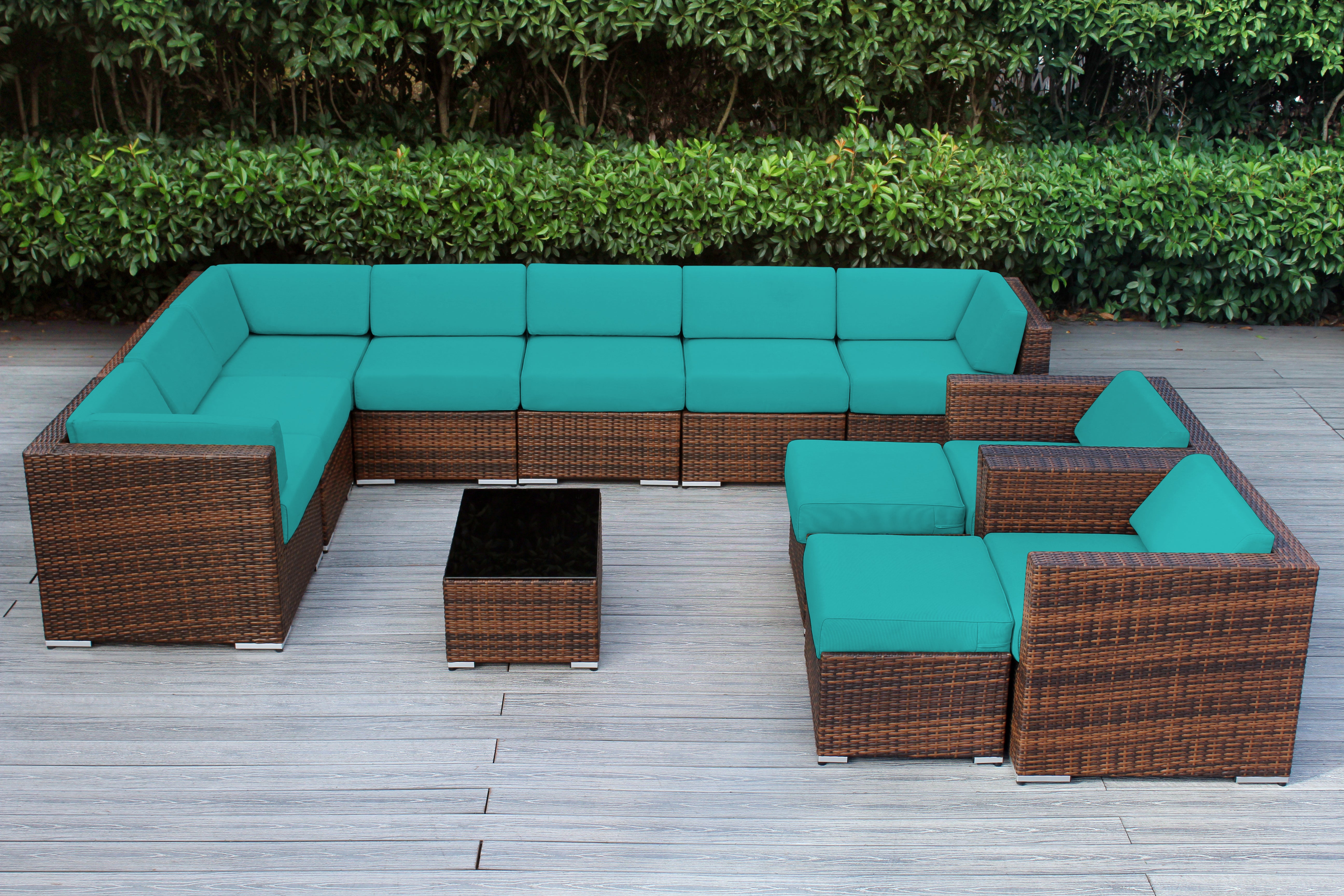 Rainshield Patio Furniture - Ohana 12 Piece Outdoor Seating Set with 6-inch Cushions in Sunbrella