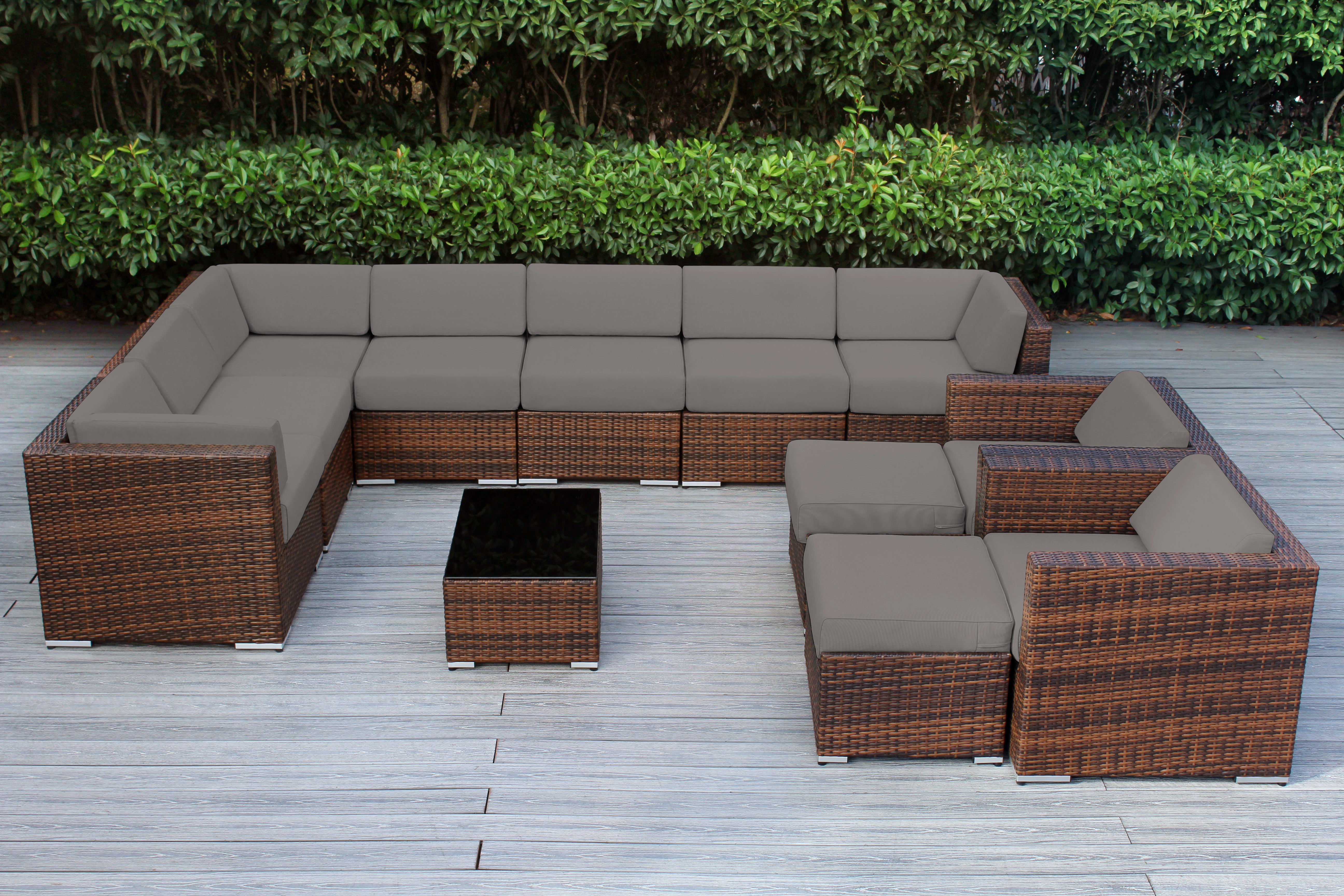 Rainshield Patio Furniture - Ohana 12 Piece Outdoor Seating Set with 6-inch Cushions in Sunbrella
