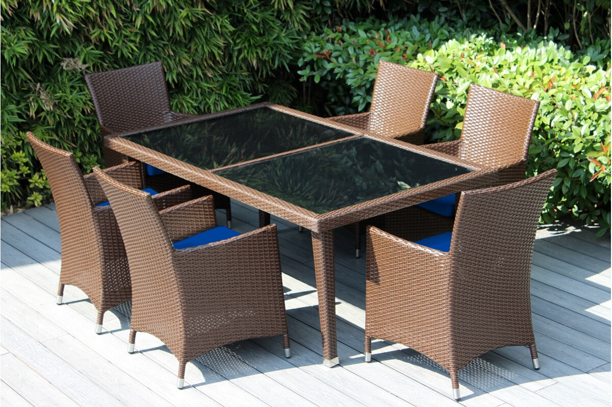 Ohana 7-Piece Outdoor Dining Set with All-Weather Wicker Table and 6 Chairs