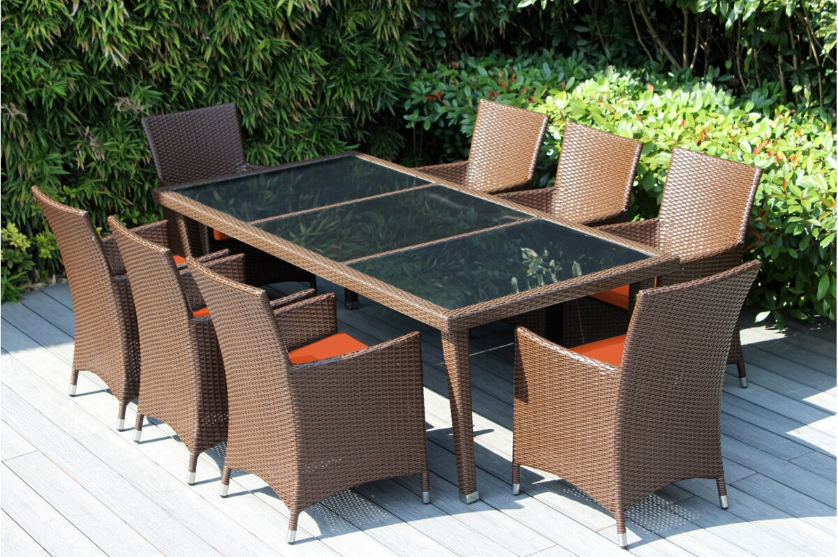 Ohana 9-Piece Outdoor Dining Set with All-Weather Wicker Table and 8 Chairs
