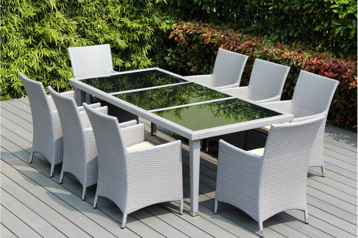Ohana 9-Piece Outdoor Dining Set with All-Weather Wicker Table and 8 Chairs