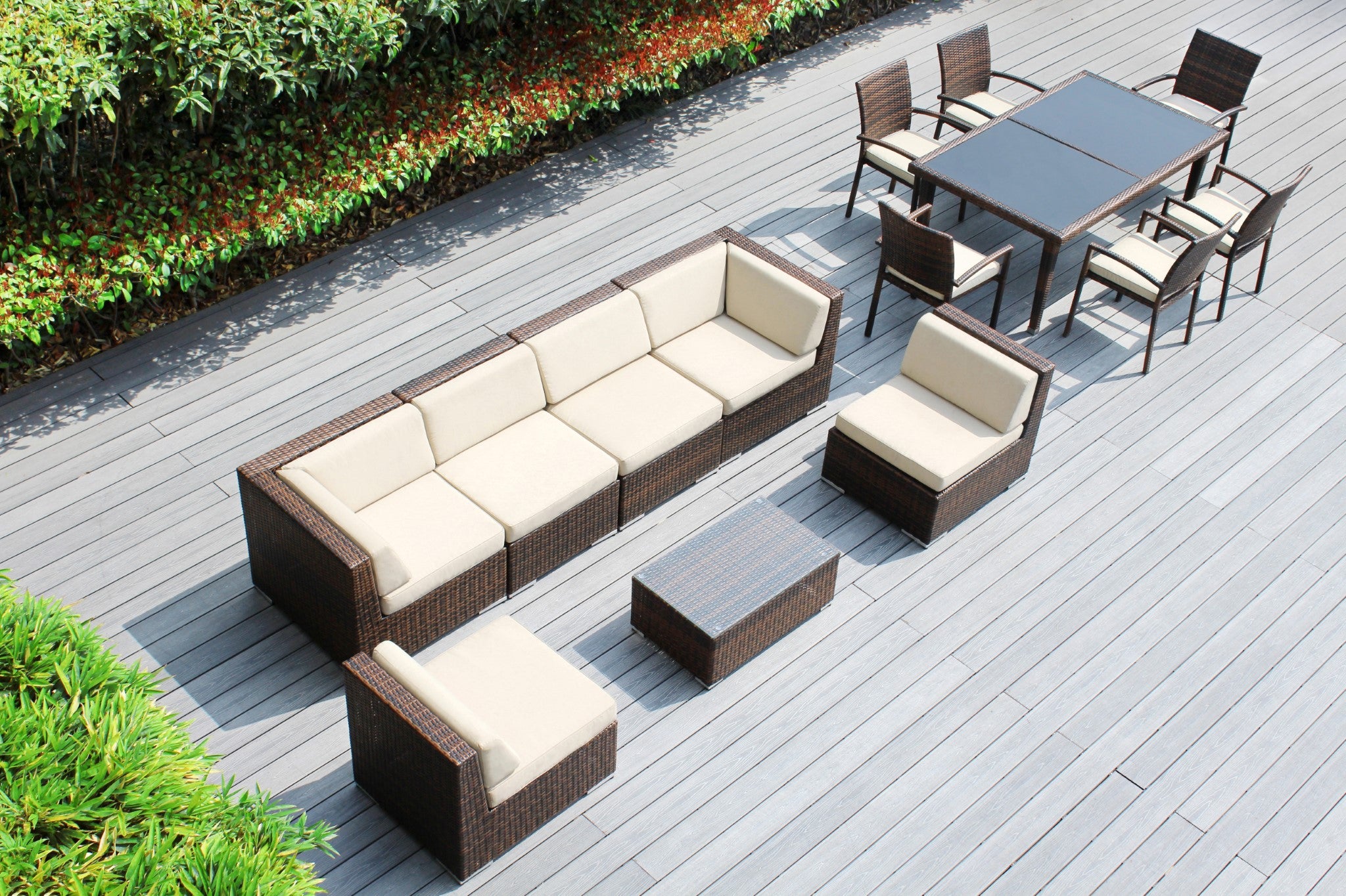 Rainshield Patio Furniture - 14 Piece Combination Set with Seating and Dining