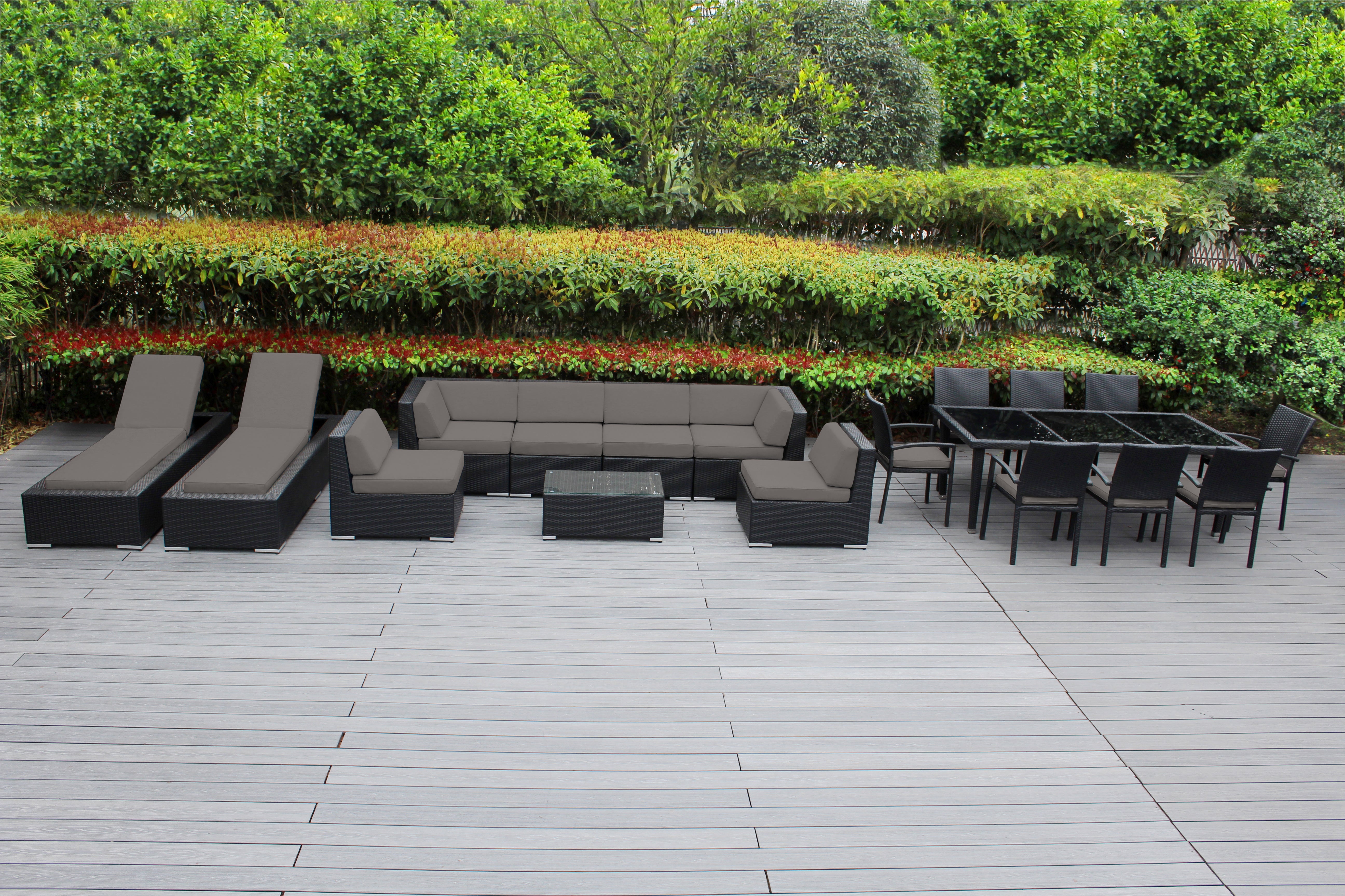 Rainshield Patio Furniture - 18 Piece Combination Set with Seating, Dining & Chaise Lounges