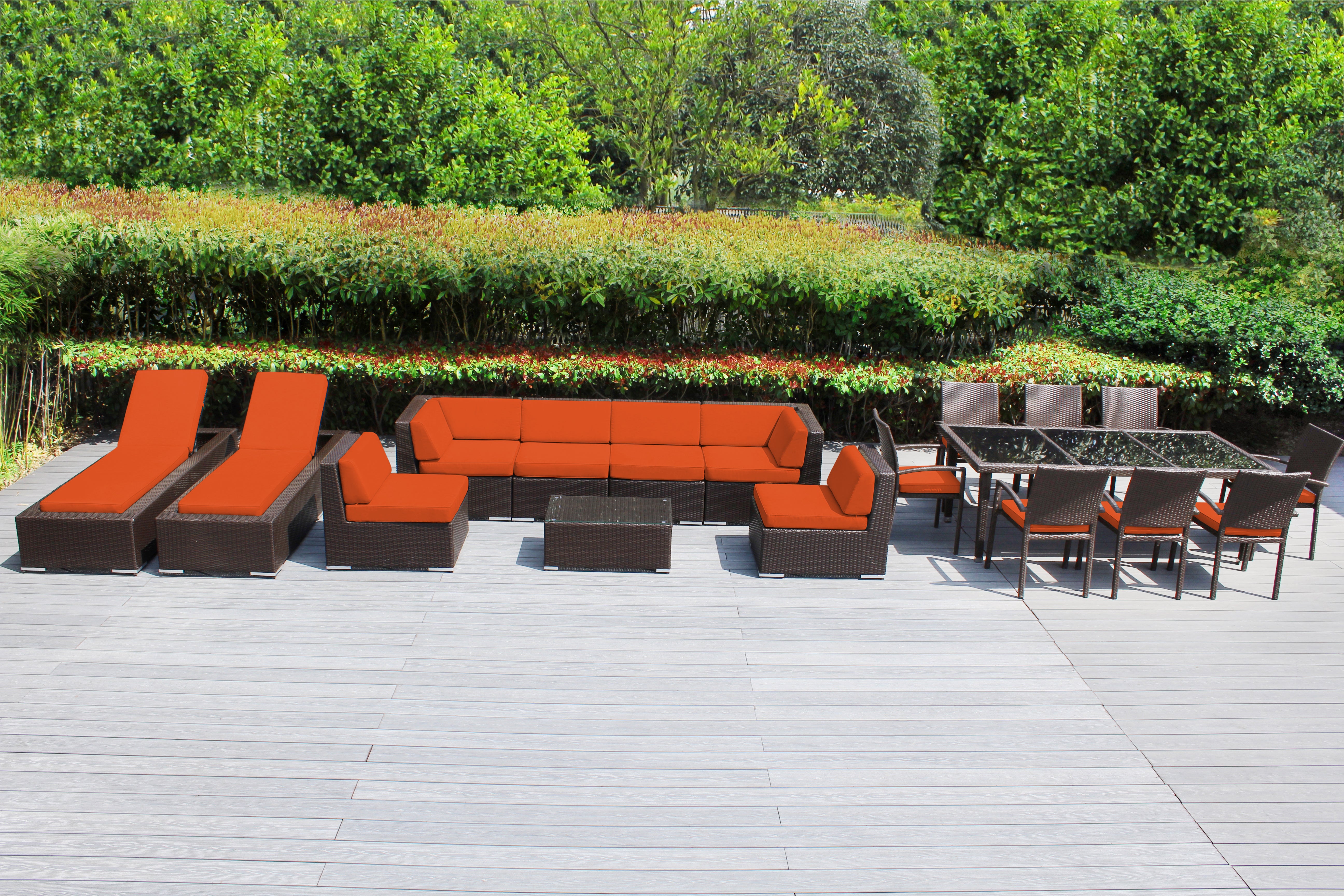 Rainshield Patio Furniture - 18 Piece Combination Set with Seating, Dining & Chaise Lounges