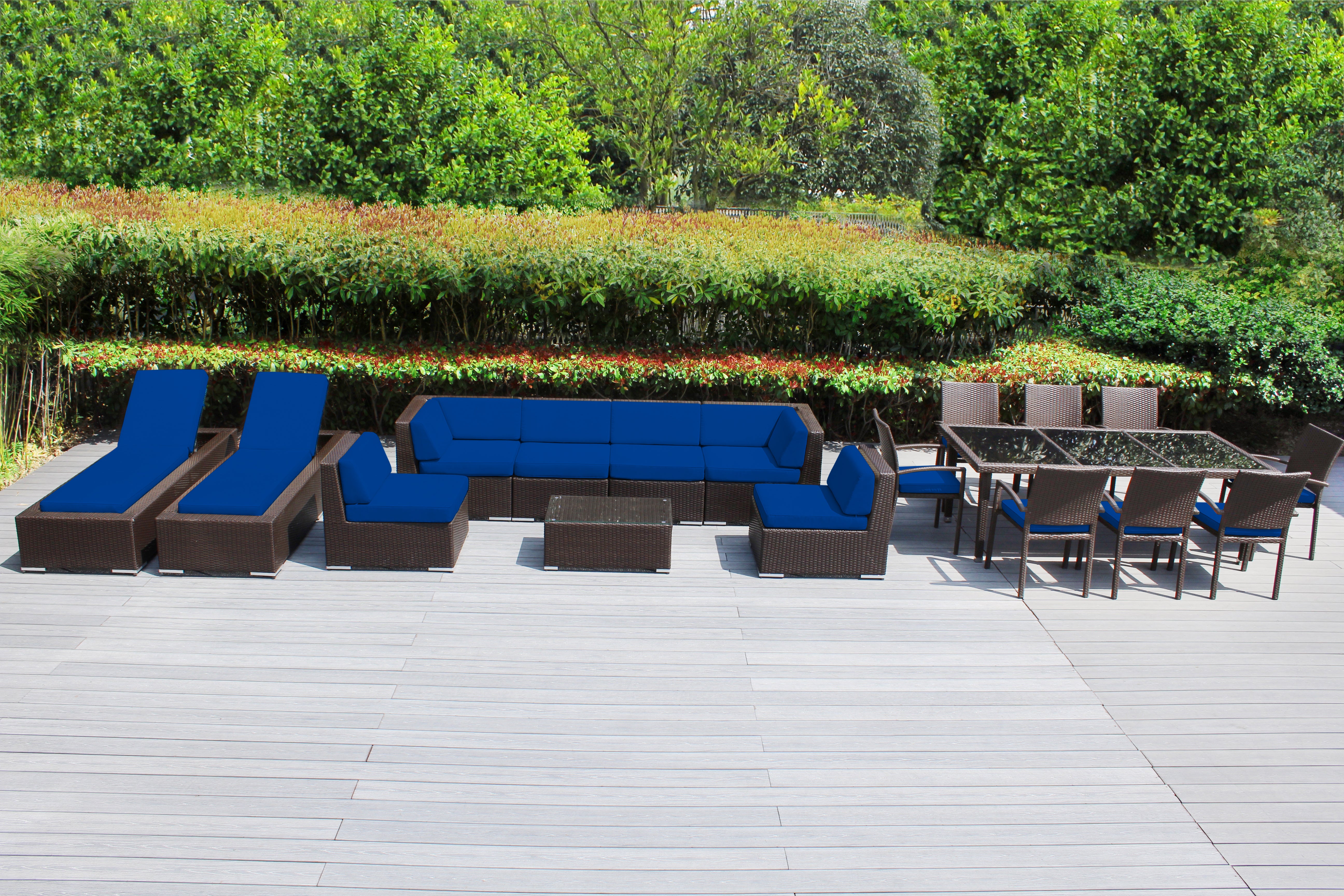 Rainshield Patio Furniture - 18 Piece Combination Set with Seating, Dining & Chaise Lounges