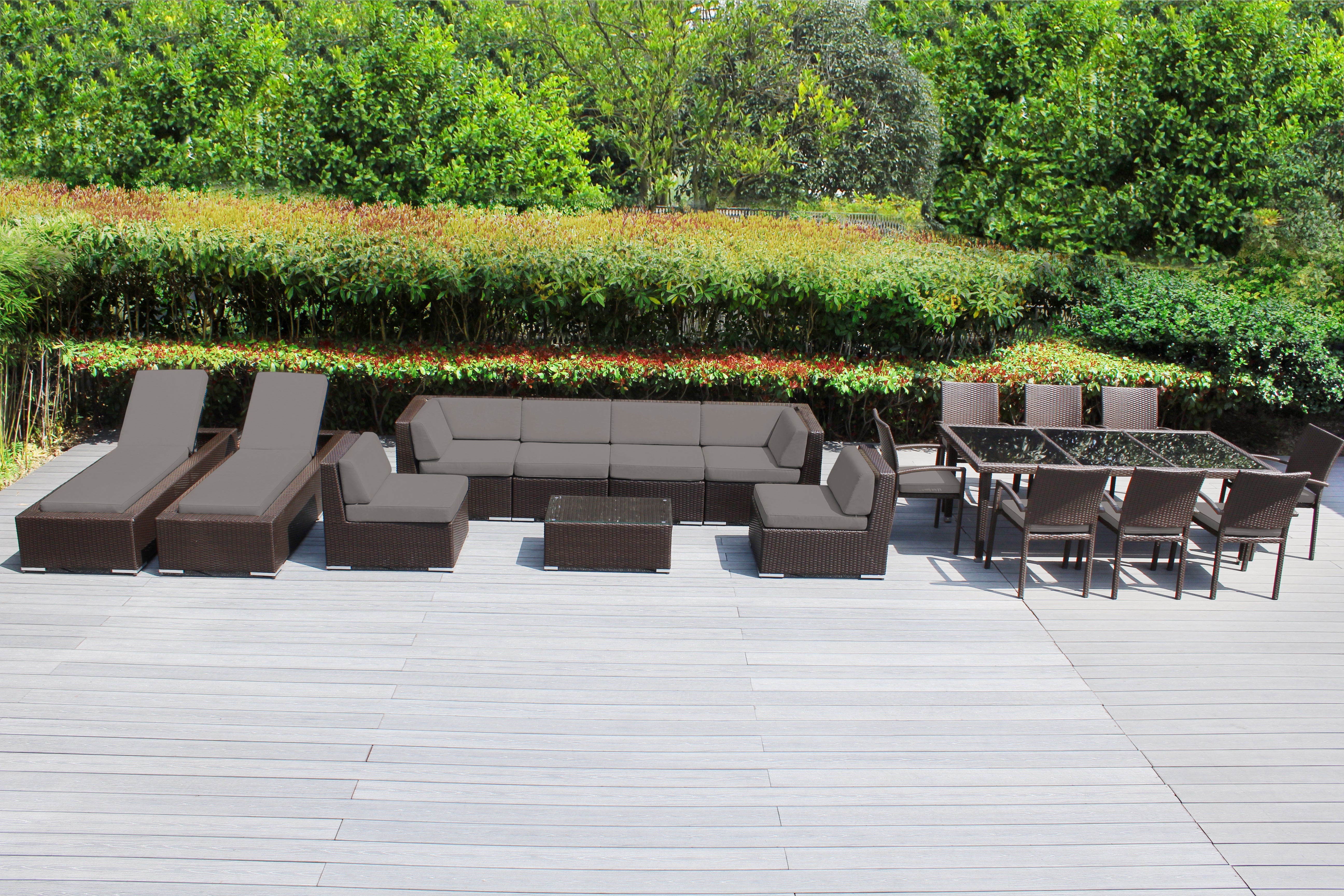 Rainshield Patio Furniture - 18 Piece Combination Set with Seating, Dining & Chaise Lounges
