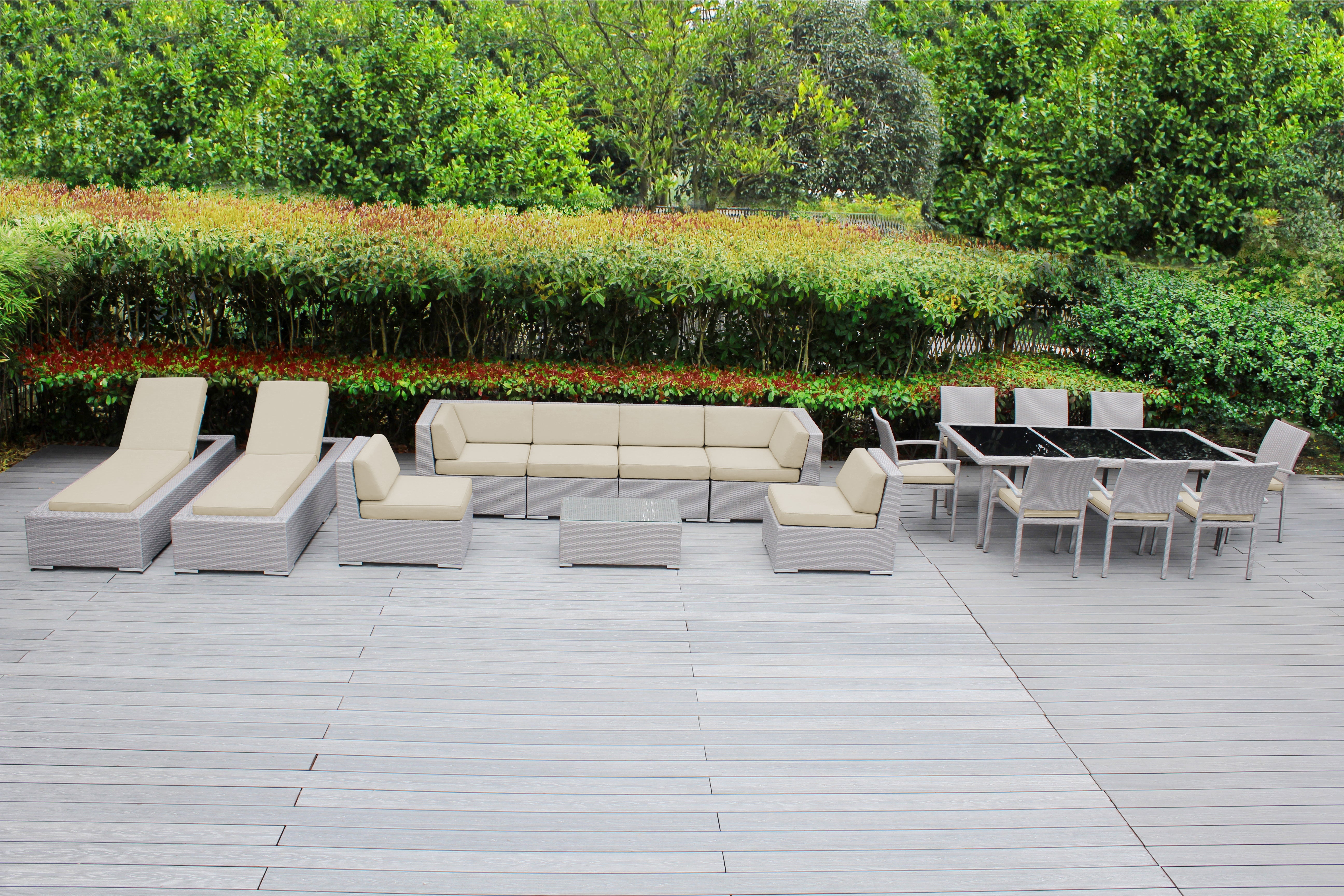 Rainshield Patio Furniture - 18 Piece Combination Set with Seating, Dining & Chaise Lounges