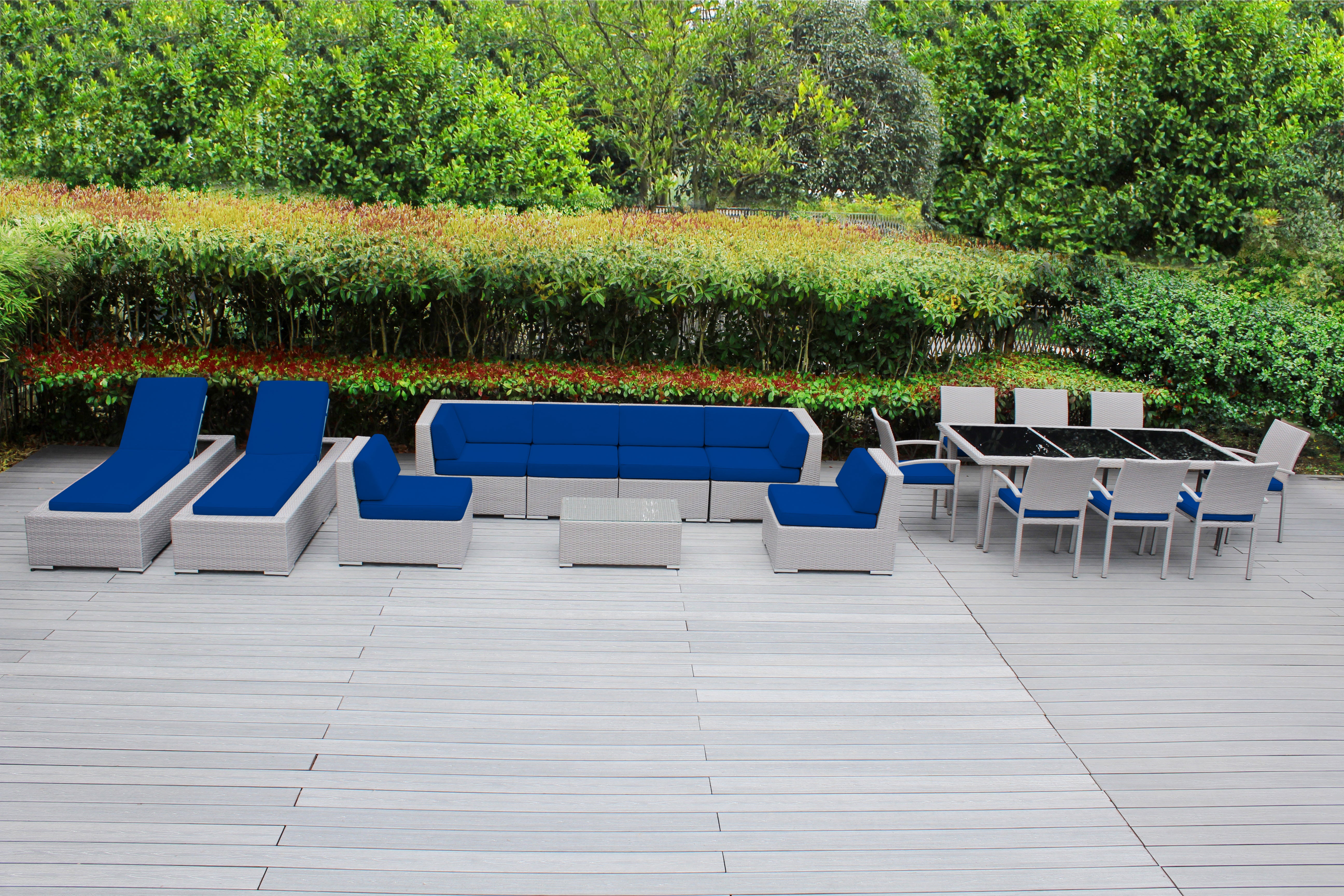 Rainshield Patio Furniture - 18 Piece Combination Set with Seating, Dining & Chaise Lounges