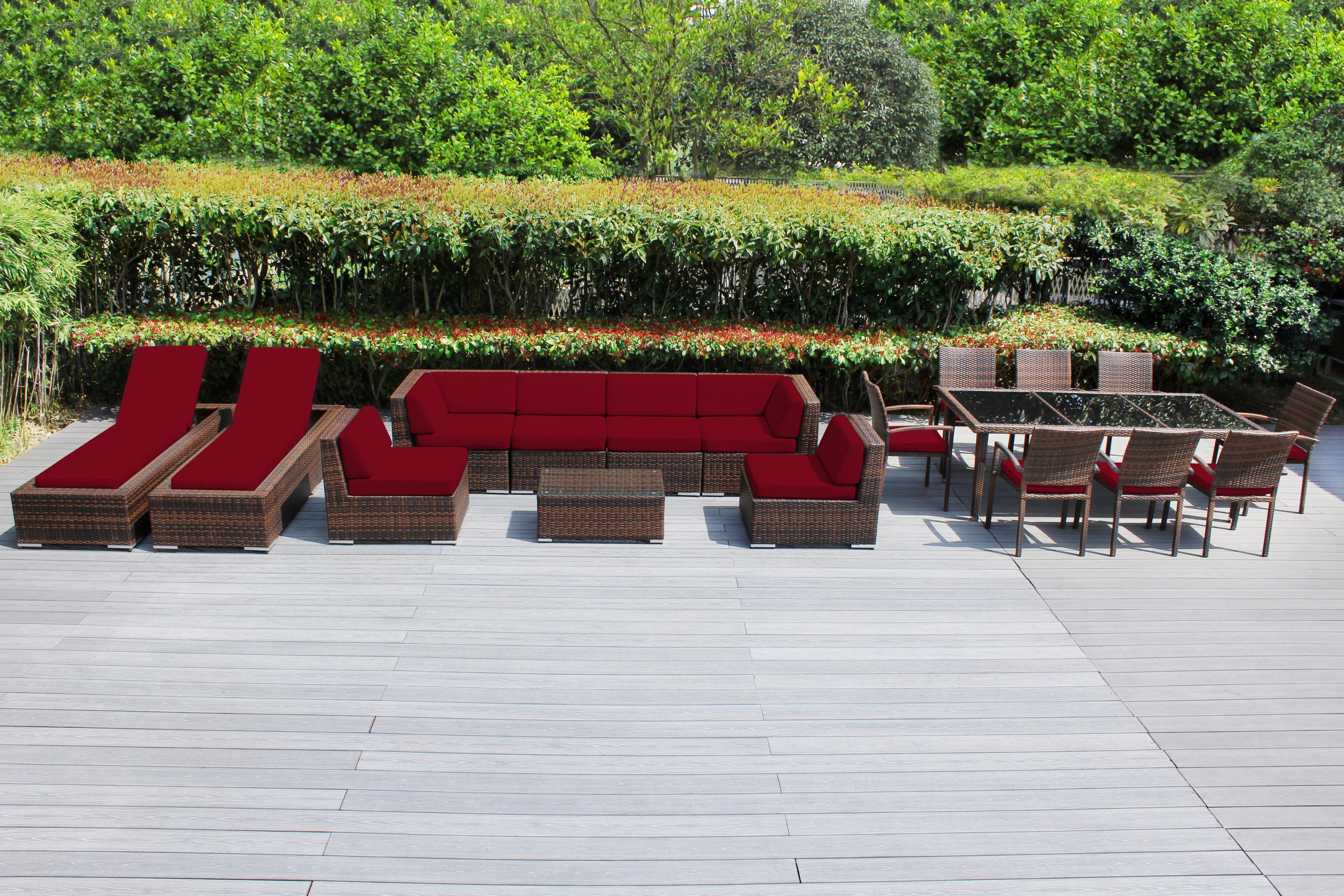 Rainshield Patio Furniture - 18 Piece Combination Set with Seating, Dining & Chaise Lounges