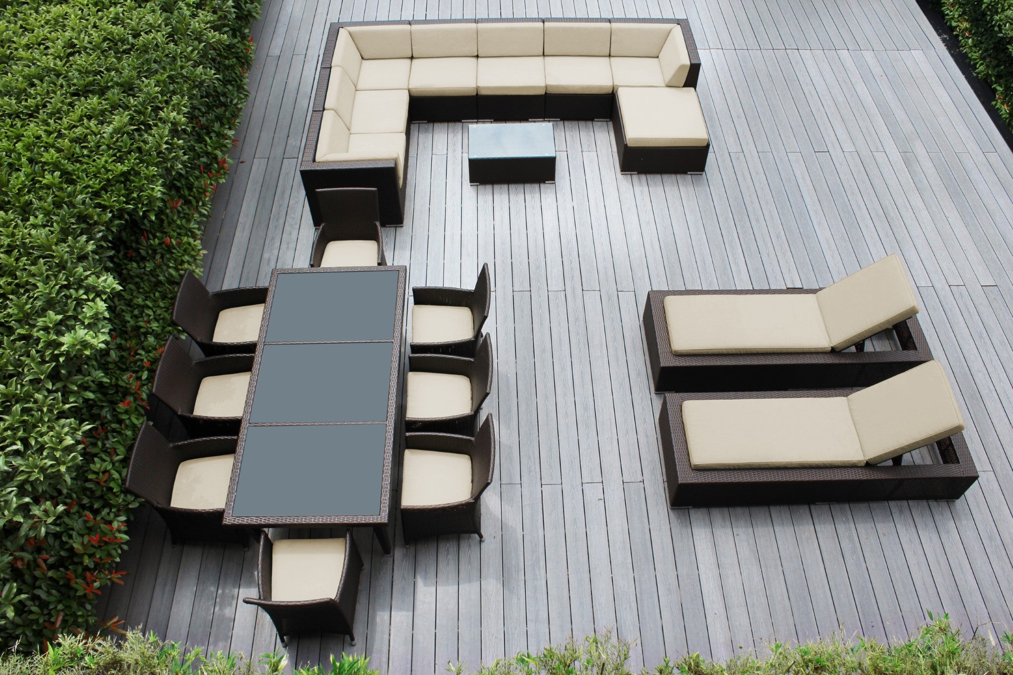 Rainshield Patio Furniture - 20 Piece Combination Set with Seating, Dining & Chaise Lounges