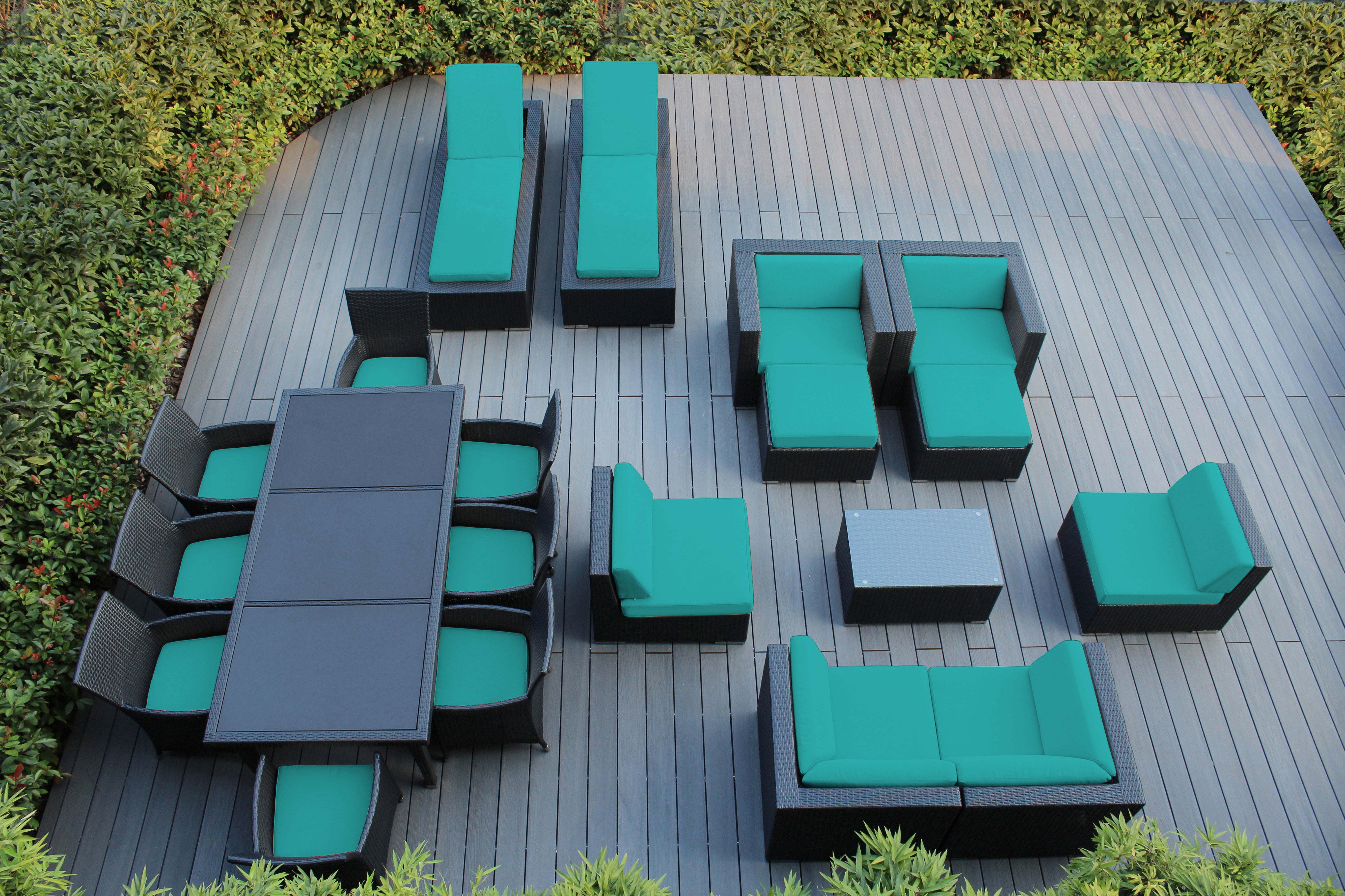 Rainshield Patio Furniture - Ohana 20 Piece Combination Set with Seating, Dining and Chaise Lounges