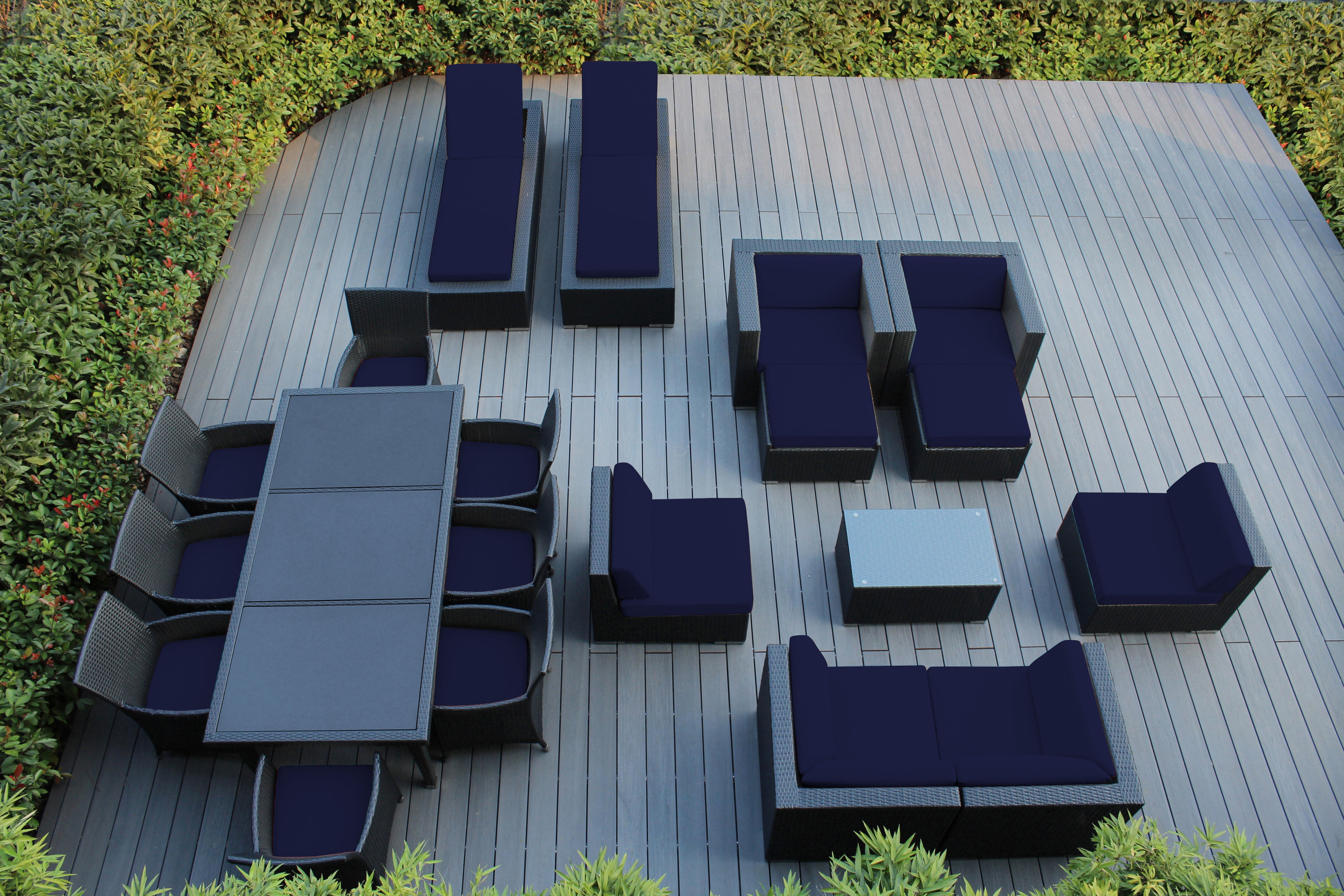 Rainshield Patio Furniture - Ohana 20 Piece Combination Set with Seating, Dining and Chaise Lounges
