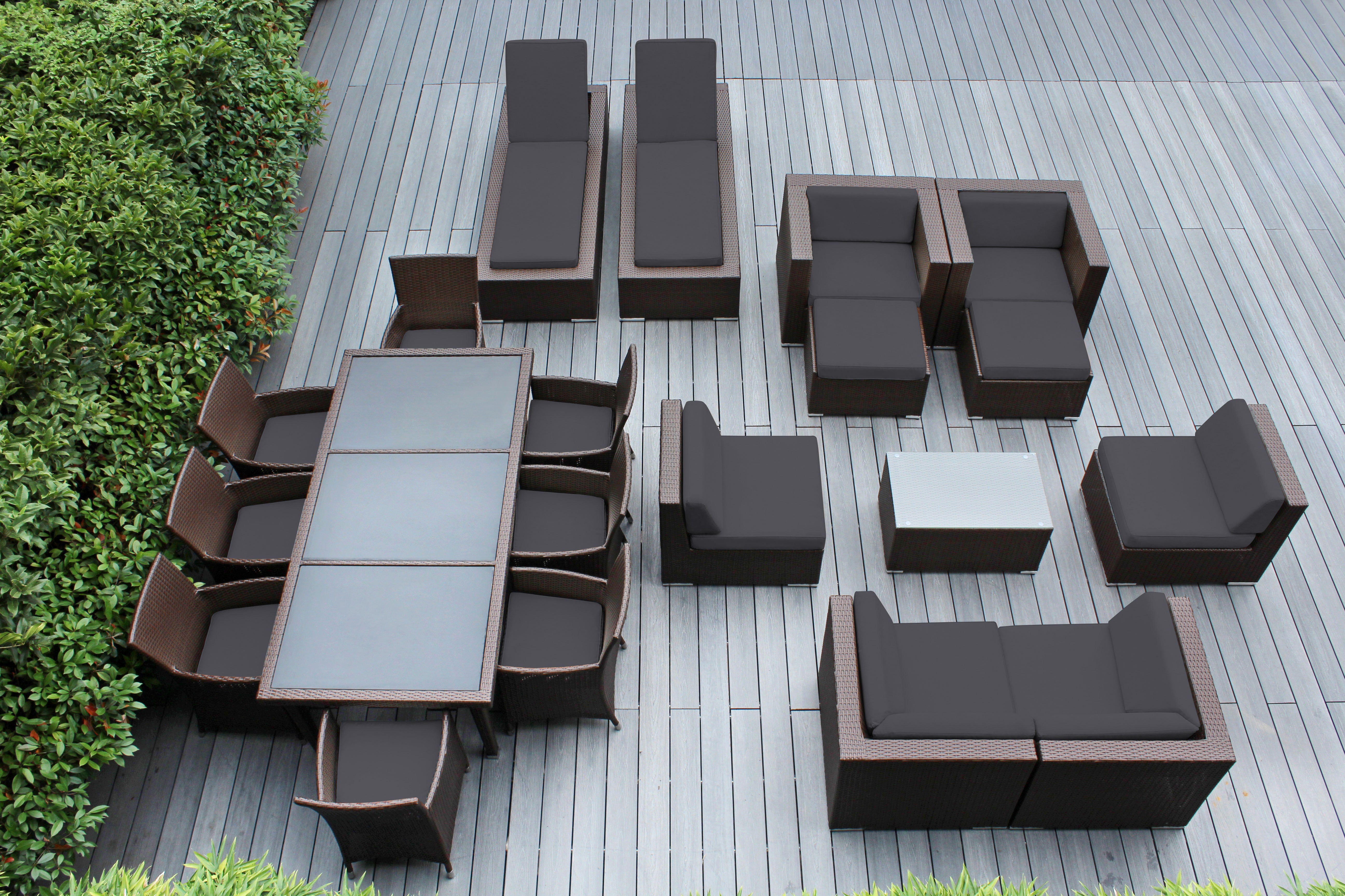 Rainshield Patio Furniture - Ohana 20 Piece Combination Set with Seating, Dining and Chaise Lounges
