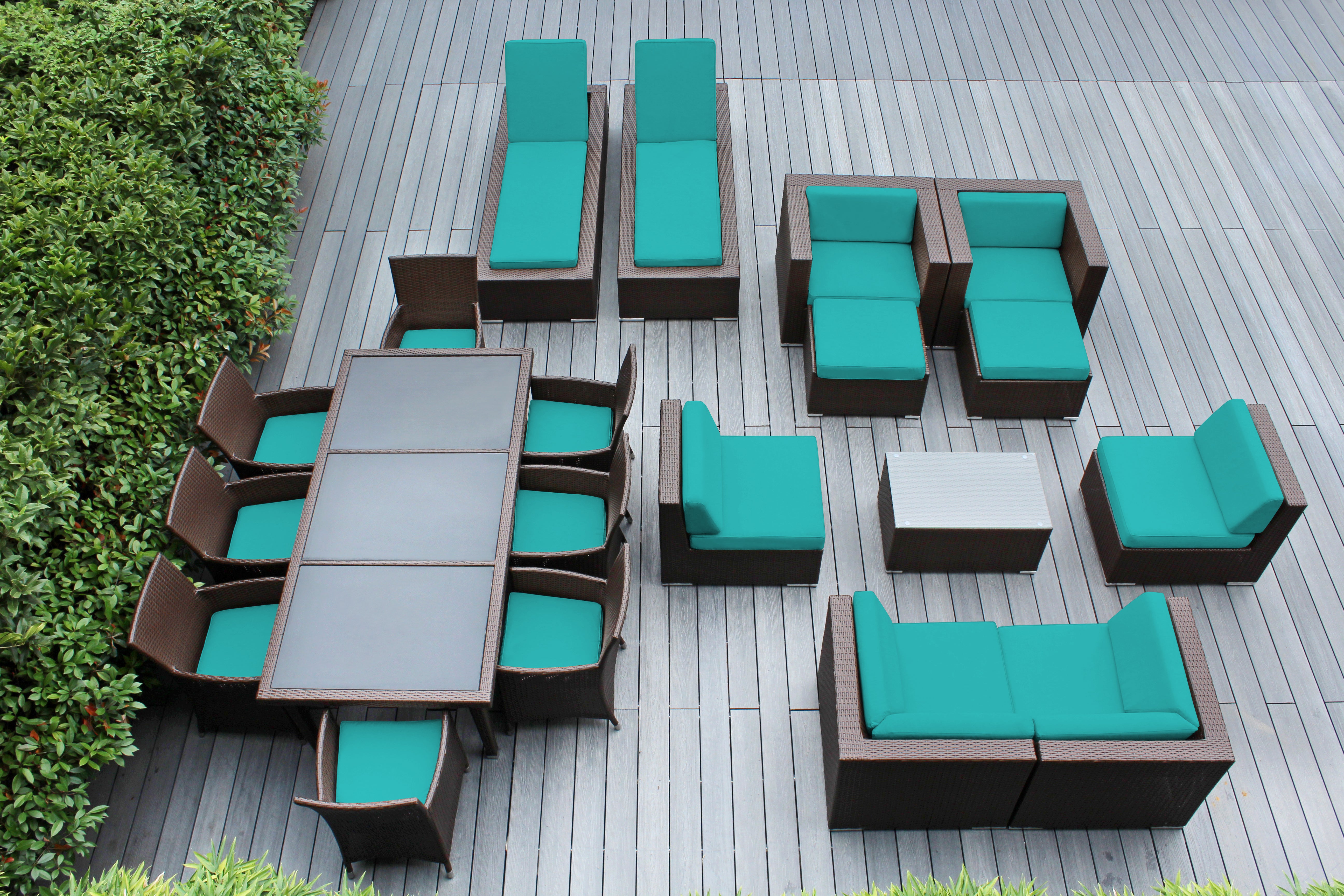 Rainshield Patio Furniture - Ohana 20 Piece Combination Set with Seating, Dining and Chaise Lounges