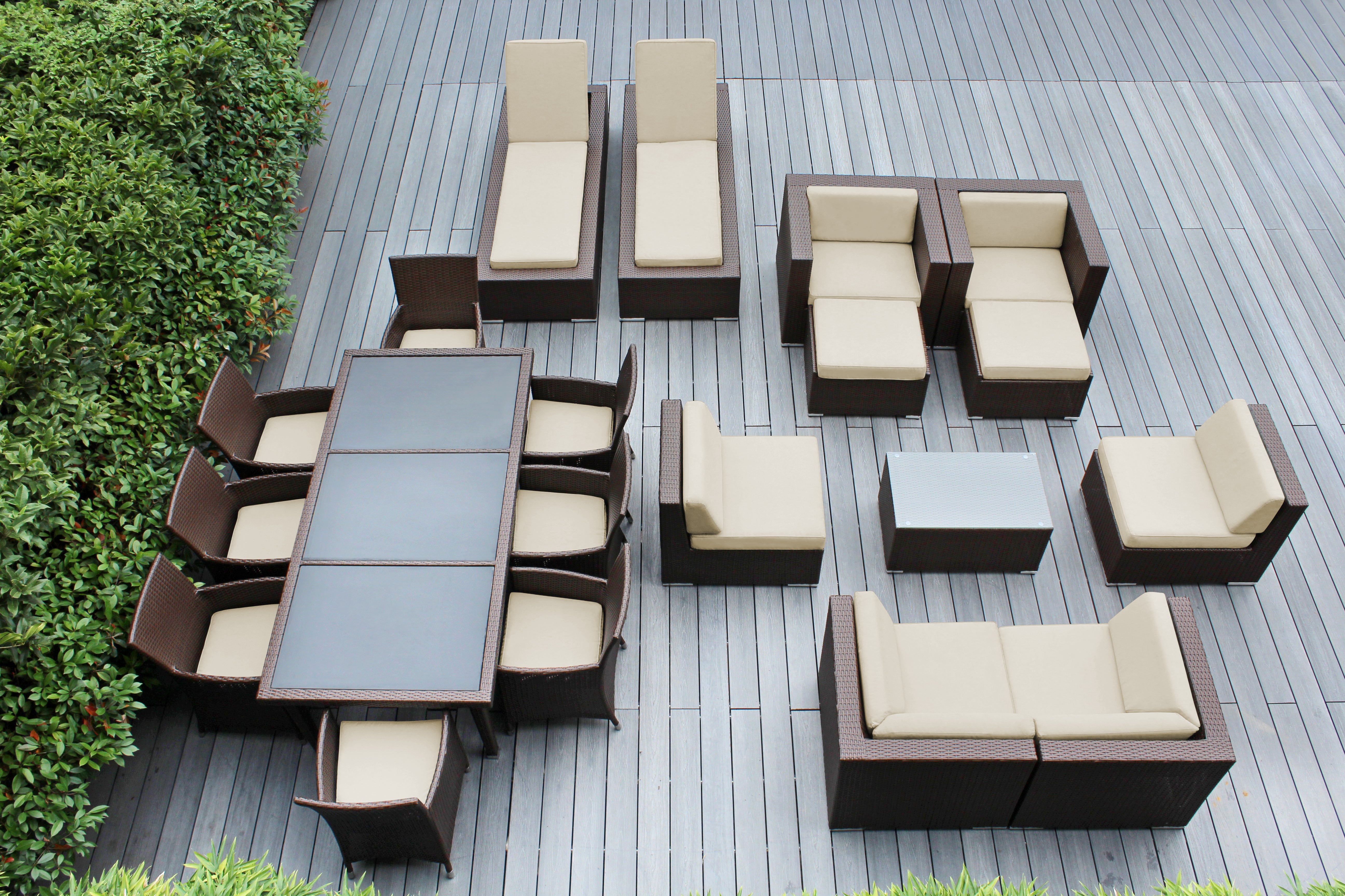 Rainshield Patio Furniture - Ohana 20 Piece Combination Set with Seating, Dining and Chaise Lounges