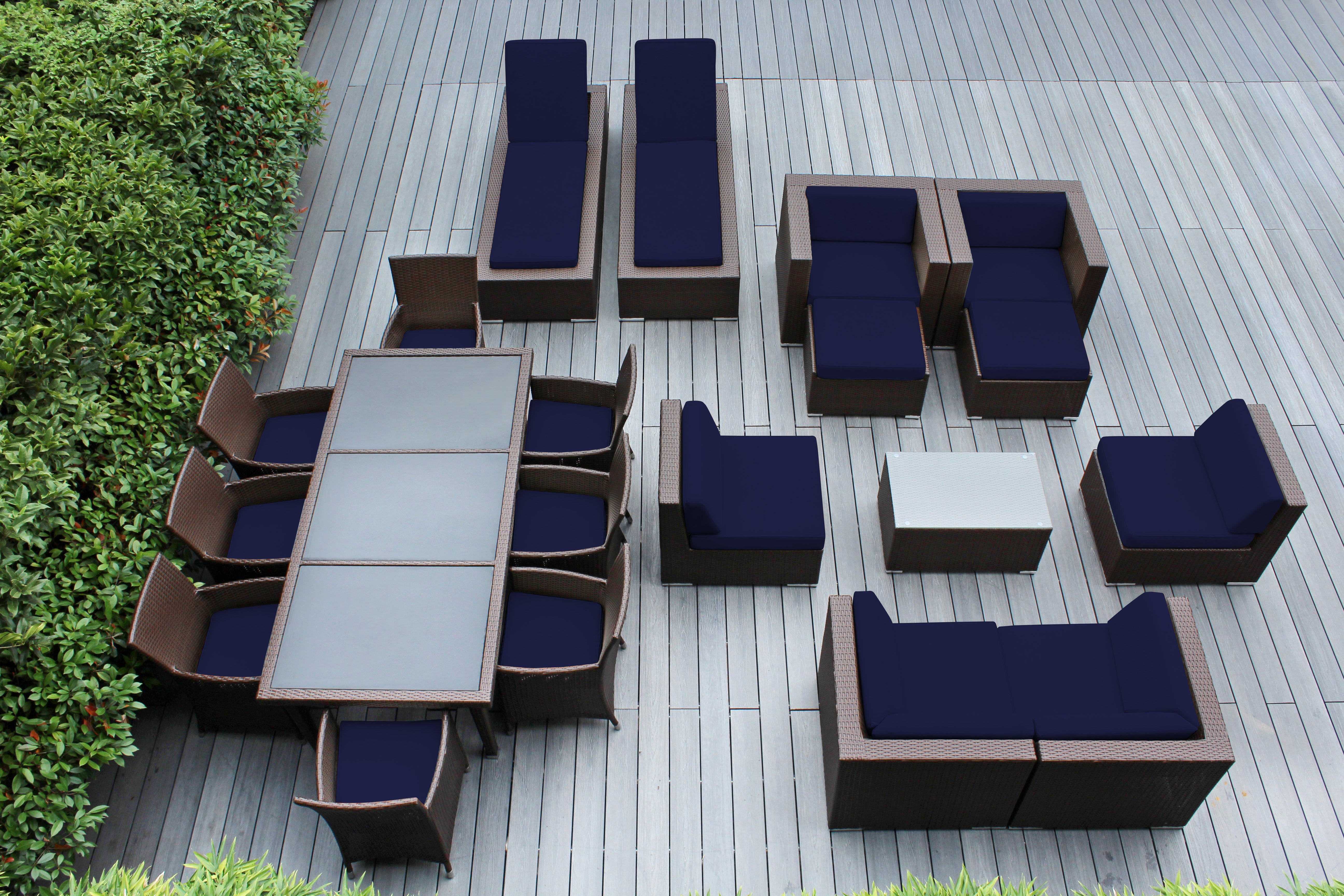 Rainshield Patio Furniture - Ohana 20 Piece Combination Set with Seating, Dining and Chaise Lounges