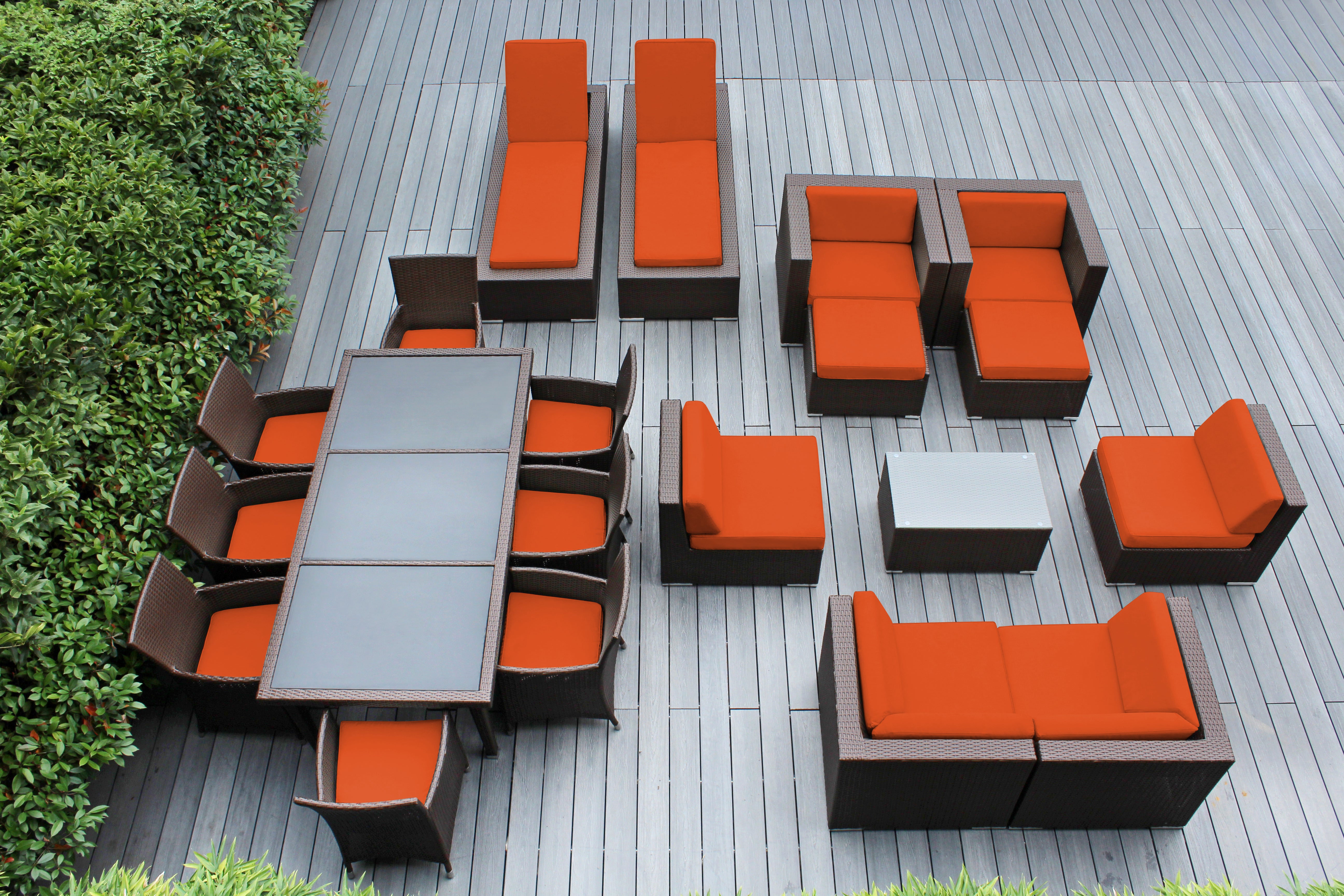 Rainshield Patio Furniture - Ohana 20 Piece Combination Set with Seating, Dining and Chaise Lounges