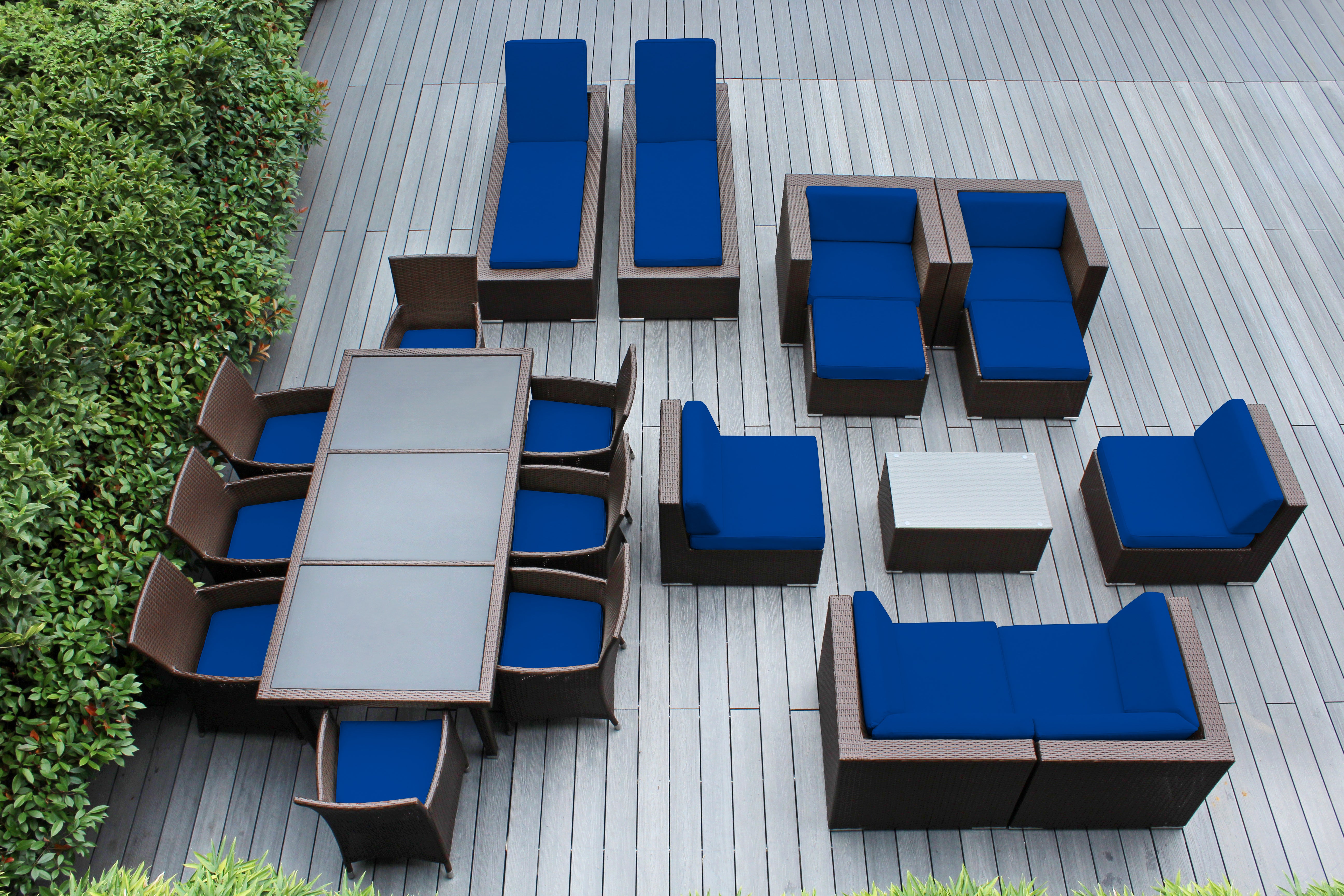 Rainshield Patio Furniture - Ohana 20 Piece Combination Set with Seating, Dining and Chaise Lounges