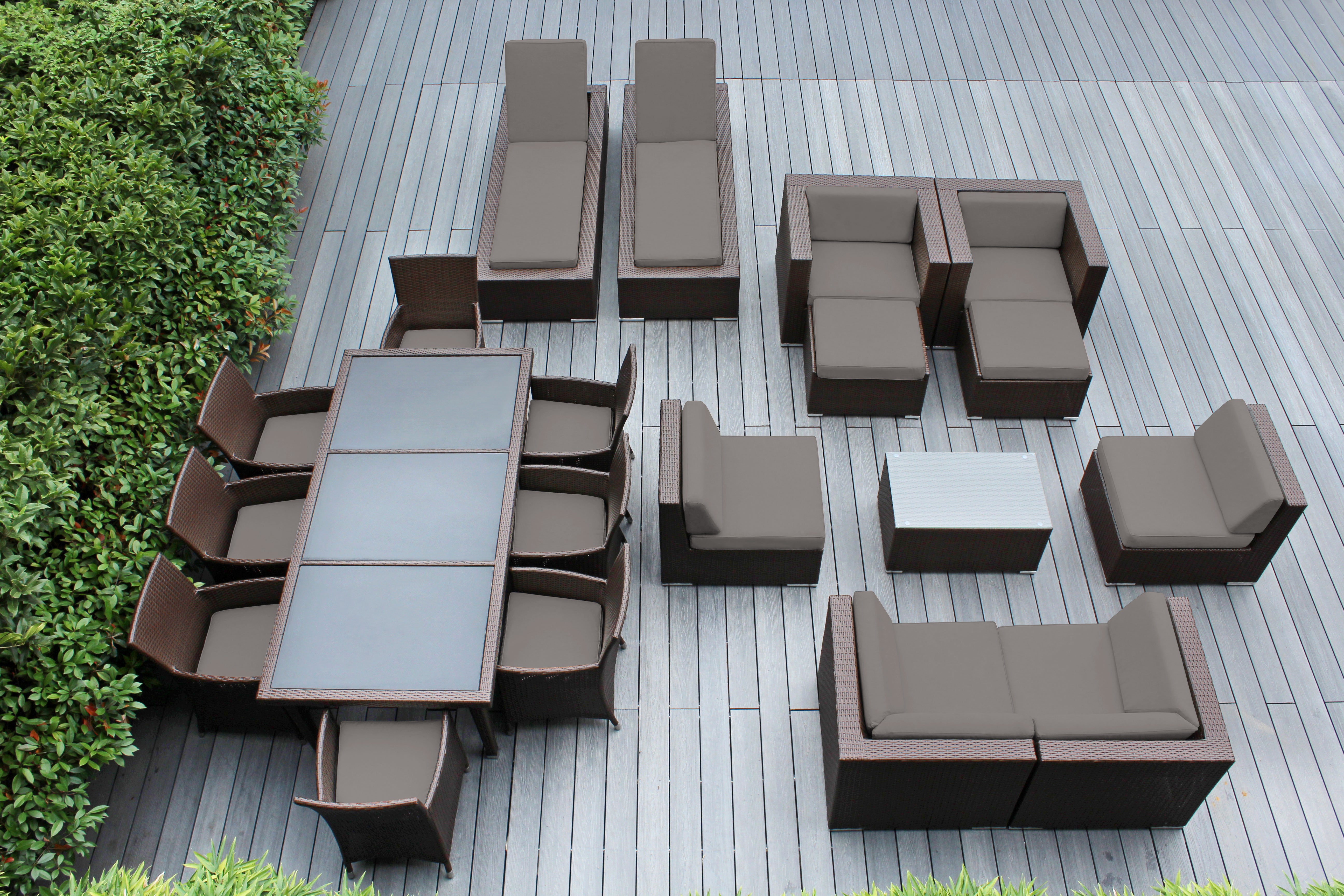 Rainshield Patio Furniture - Ohana 20 Piece Combination Set with Seating, Dining and Chaise Lounges