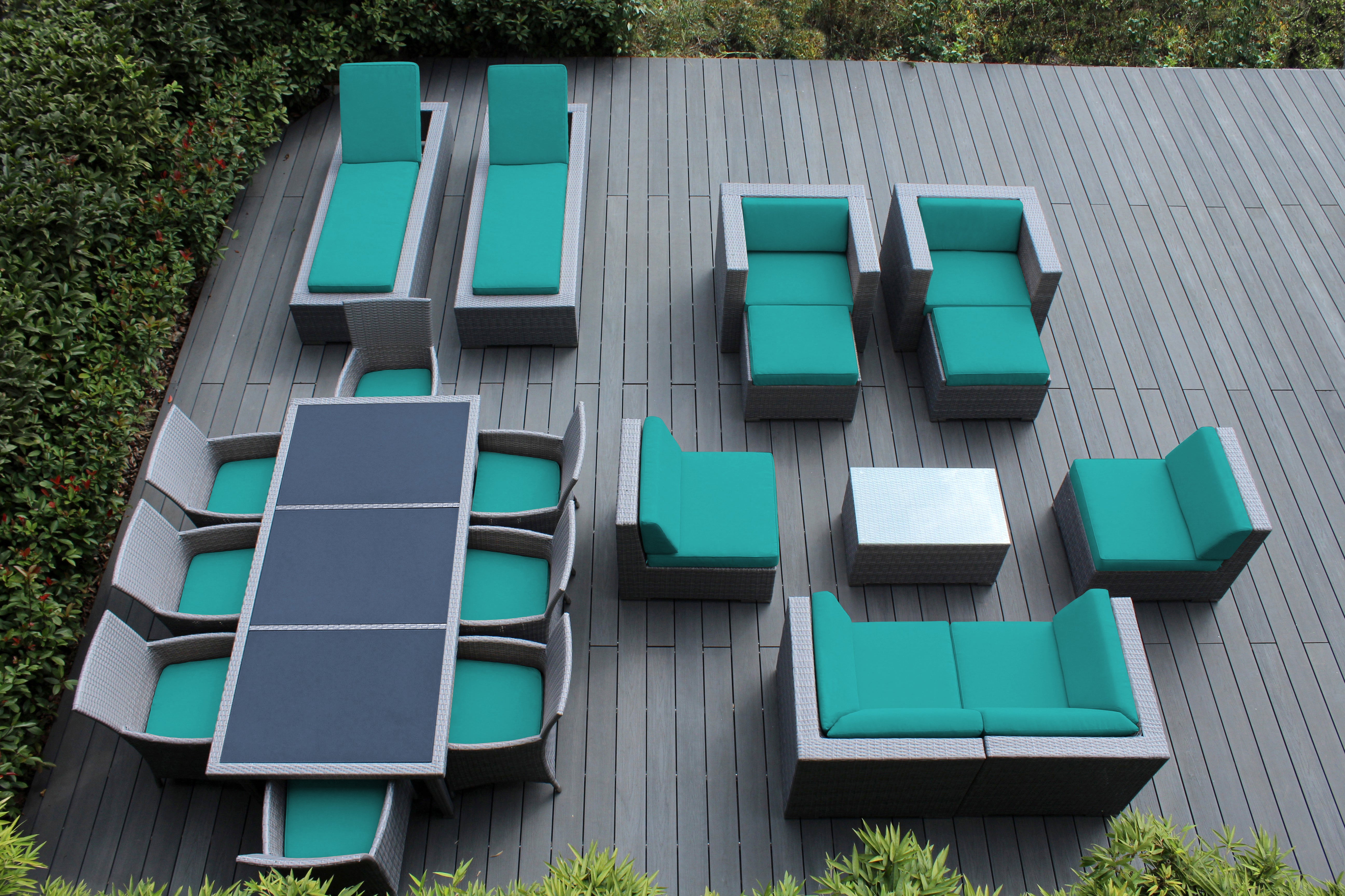 Rainshield Patio Furniture - Ohana 20 Piece Combination Set with Seating, Dining and Chaise Lounges