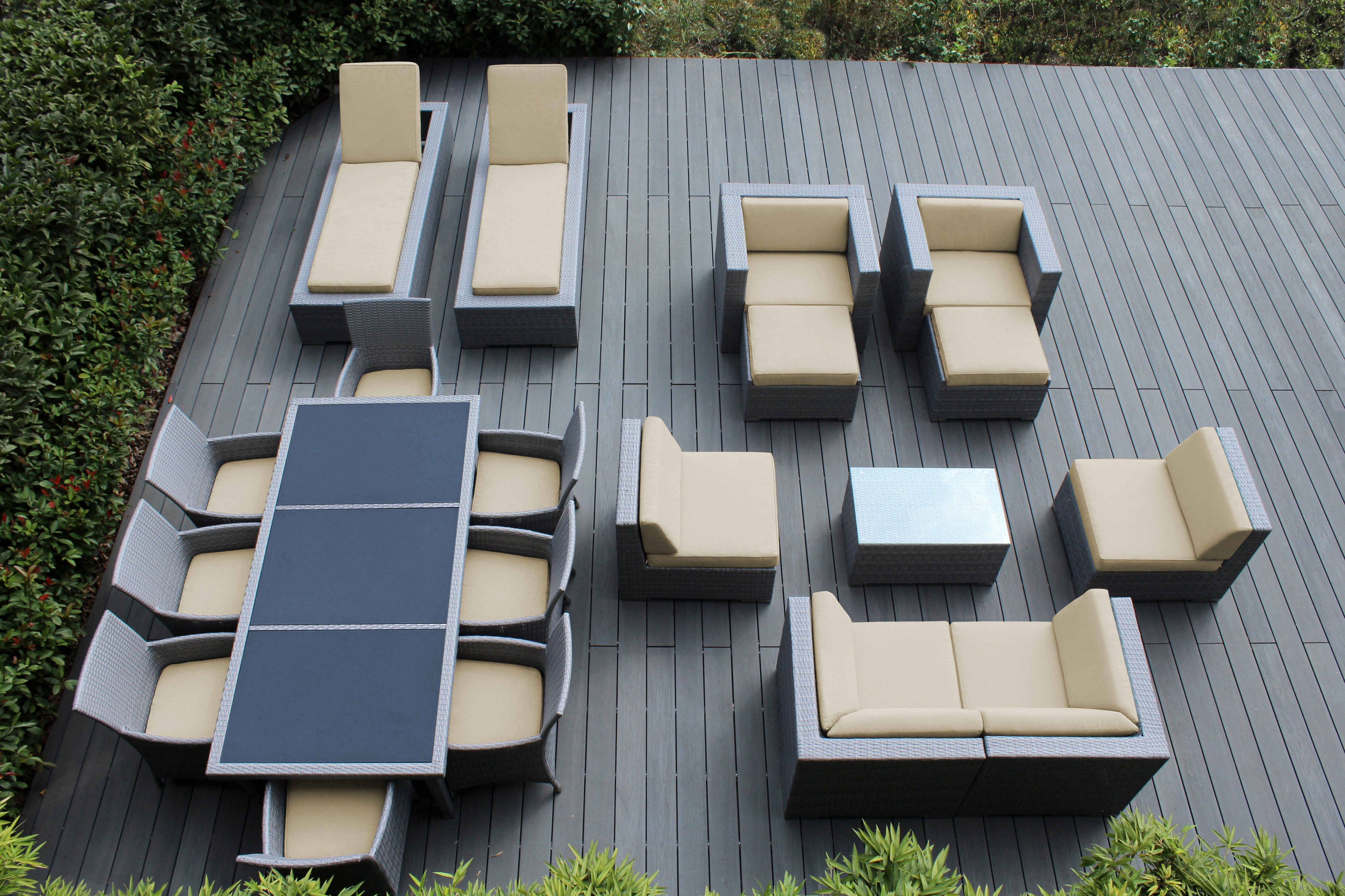 Rainshield Patio Furniture - Ohana 20 Piece Combination Set with Seating, Dining and Chaise Lounges