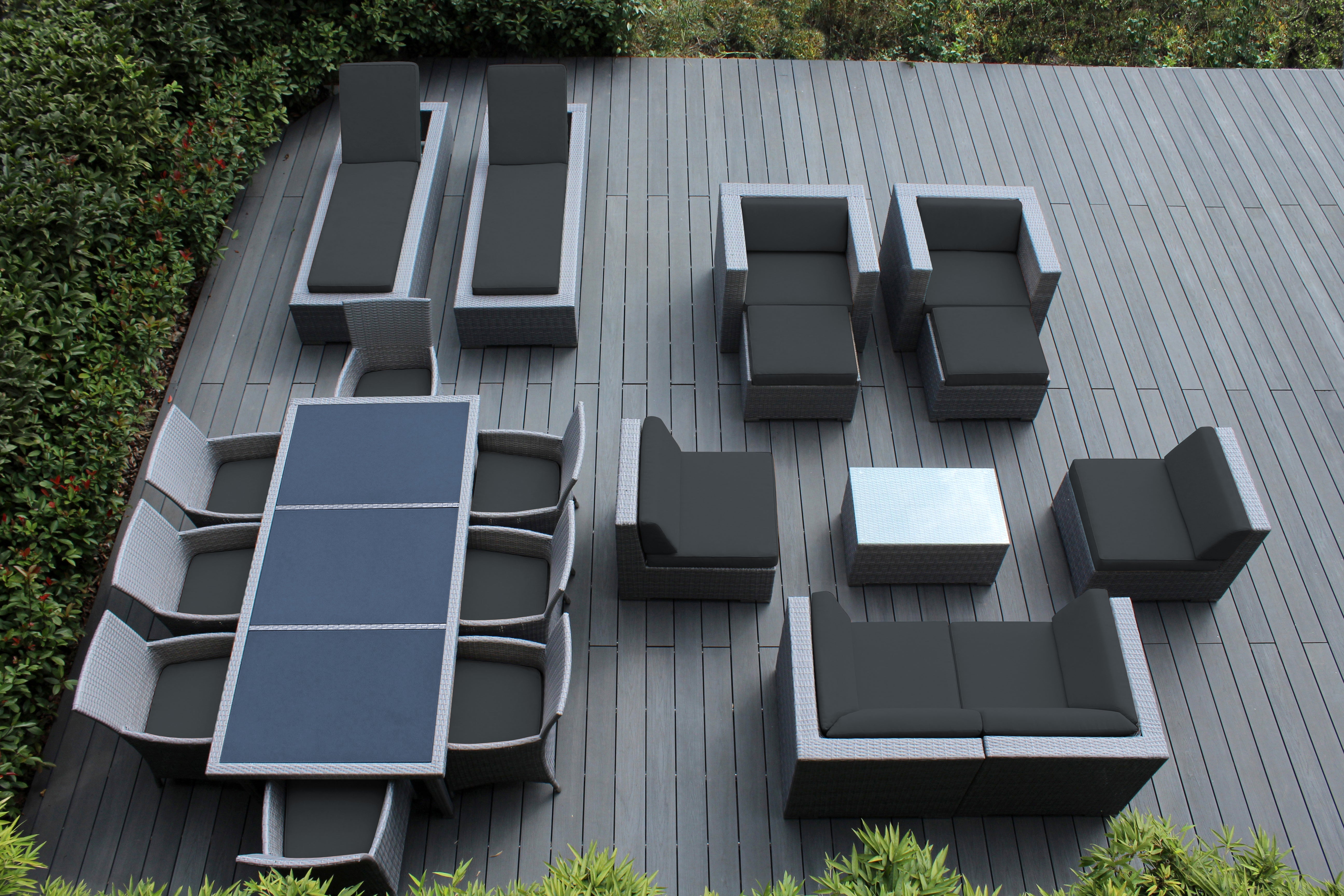 Rainshield Patio Furniture - Ohana 20 Piece Combination Set with Seating, Dining and Chaise Lounges