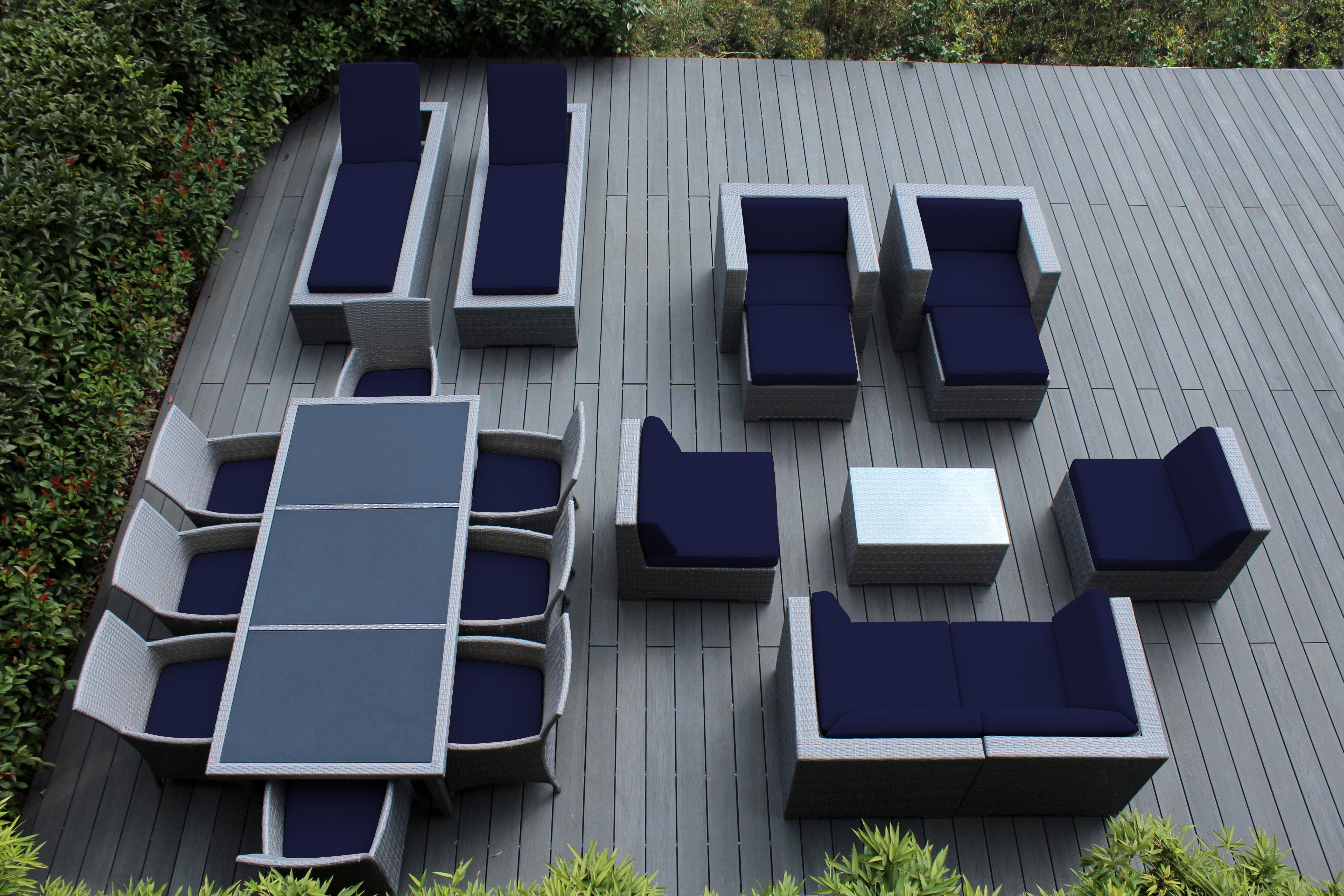 Rainshield Patio Furniture - Ohana 20 Piece Combination Set with Seating, Dining and Chaise Lounges