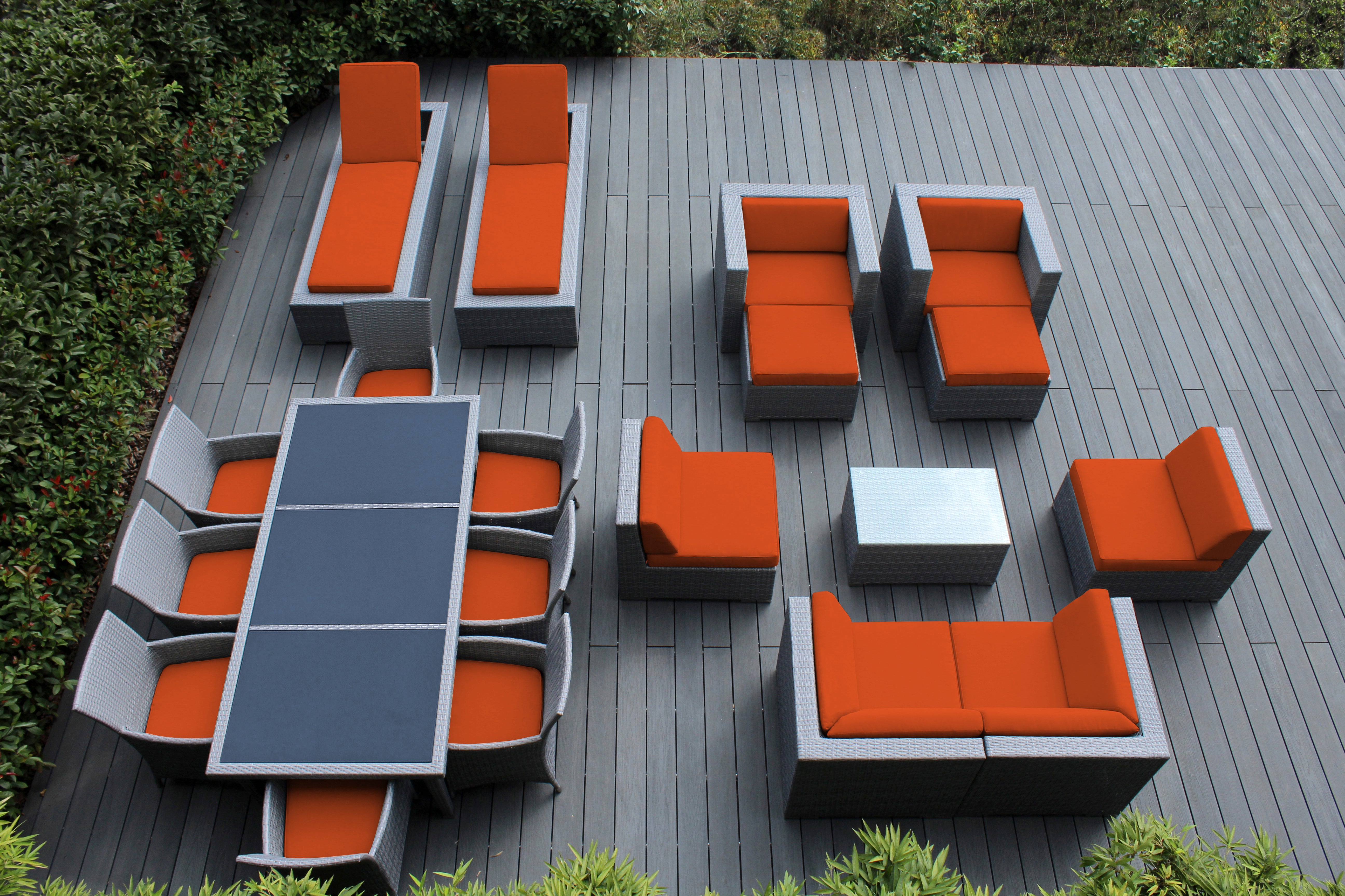 Rainshield Patio Furniture - Ohana 20 Piece Combination Set with Seating, Dining and Chaise Lounges