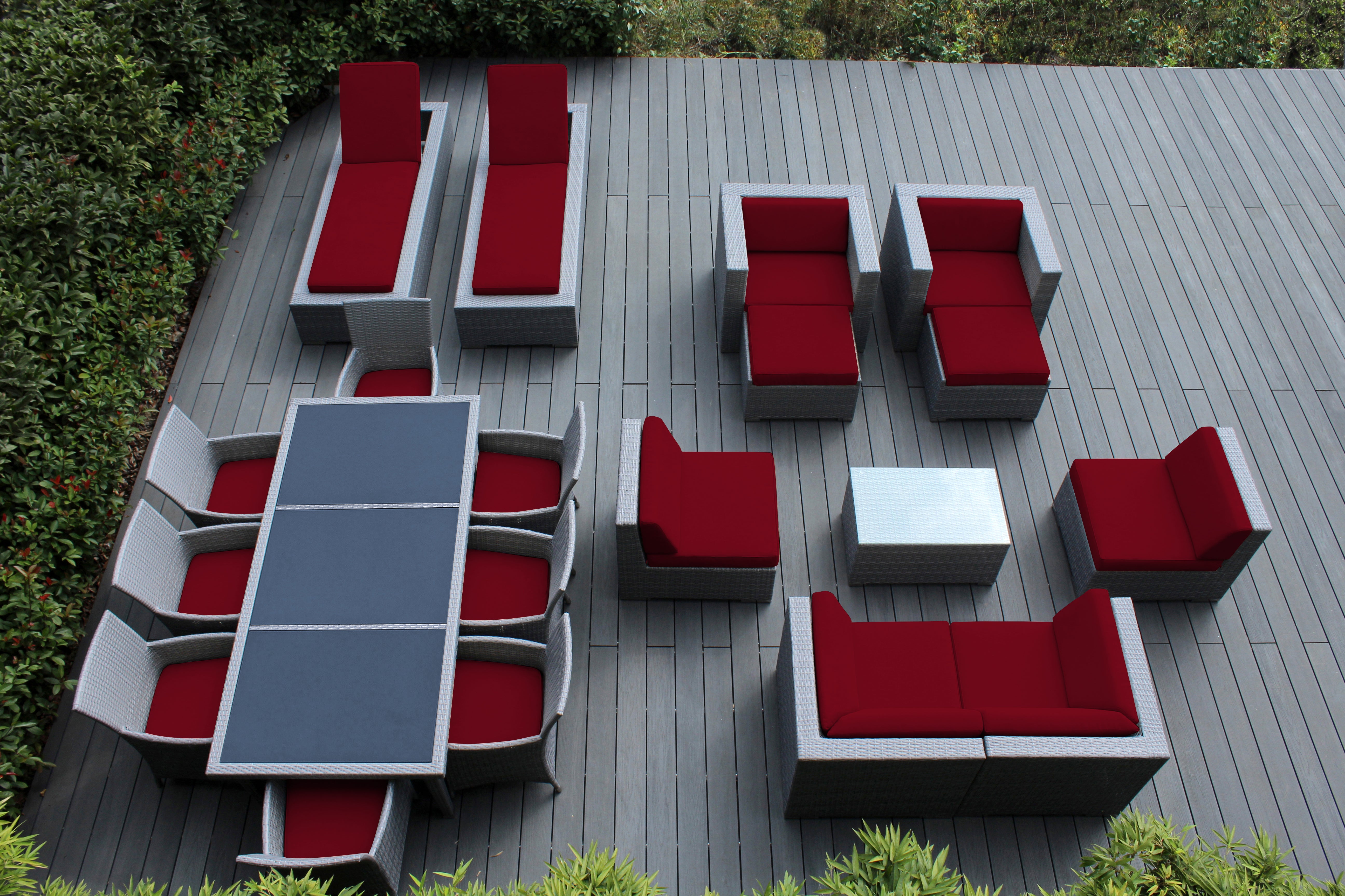 Rainshield Patio Furniture - Ohana 20 Piece Combination Set with Seating, Dining and Chaise Lounges