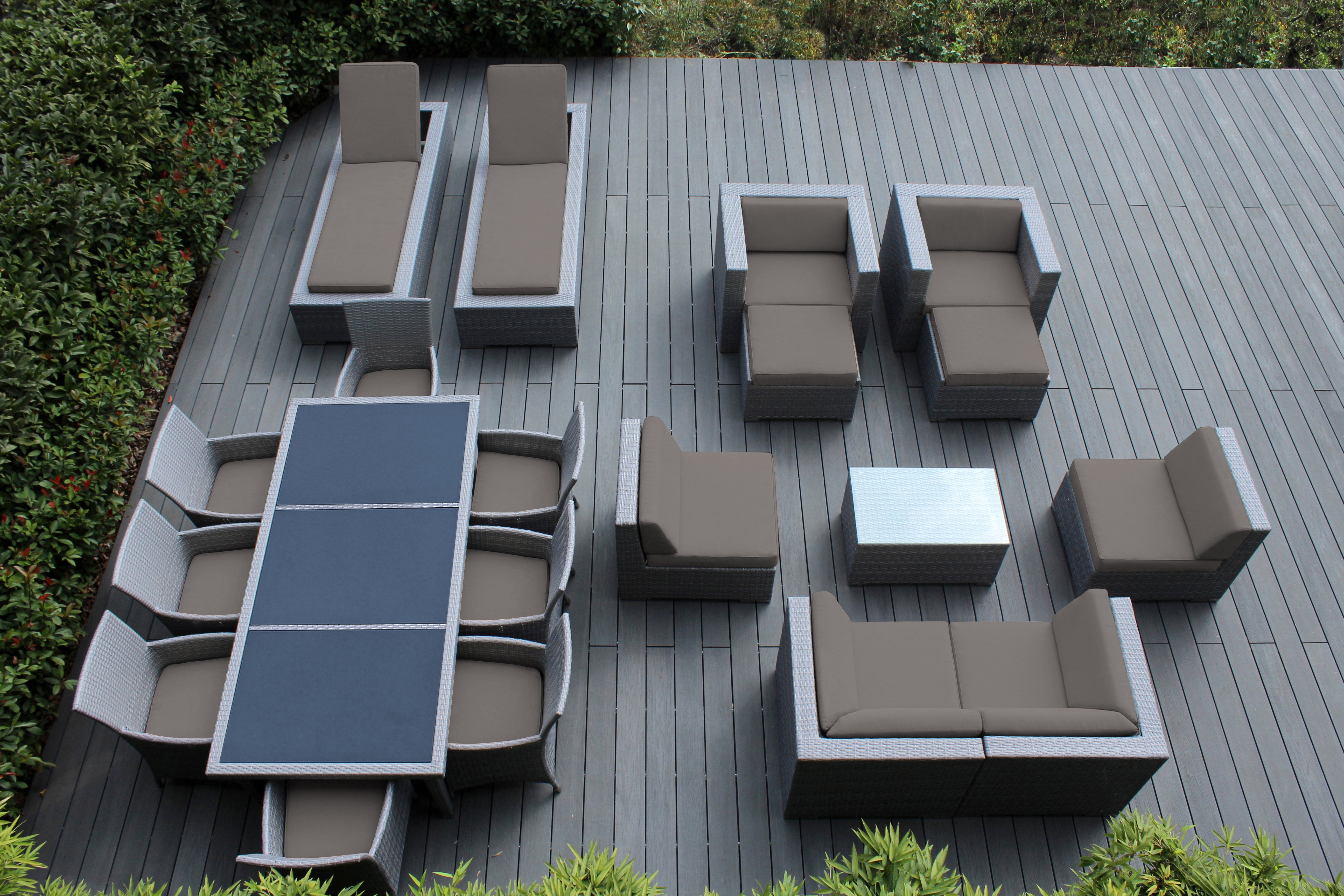 Rainshield Patio Furniture - Ohana 20 Piece Combination Set with Seating, Dining and Chaise Lounges