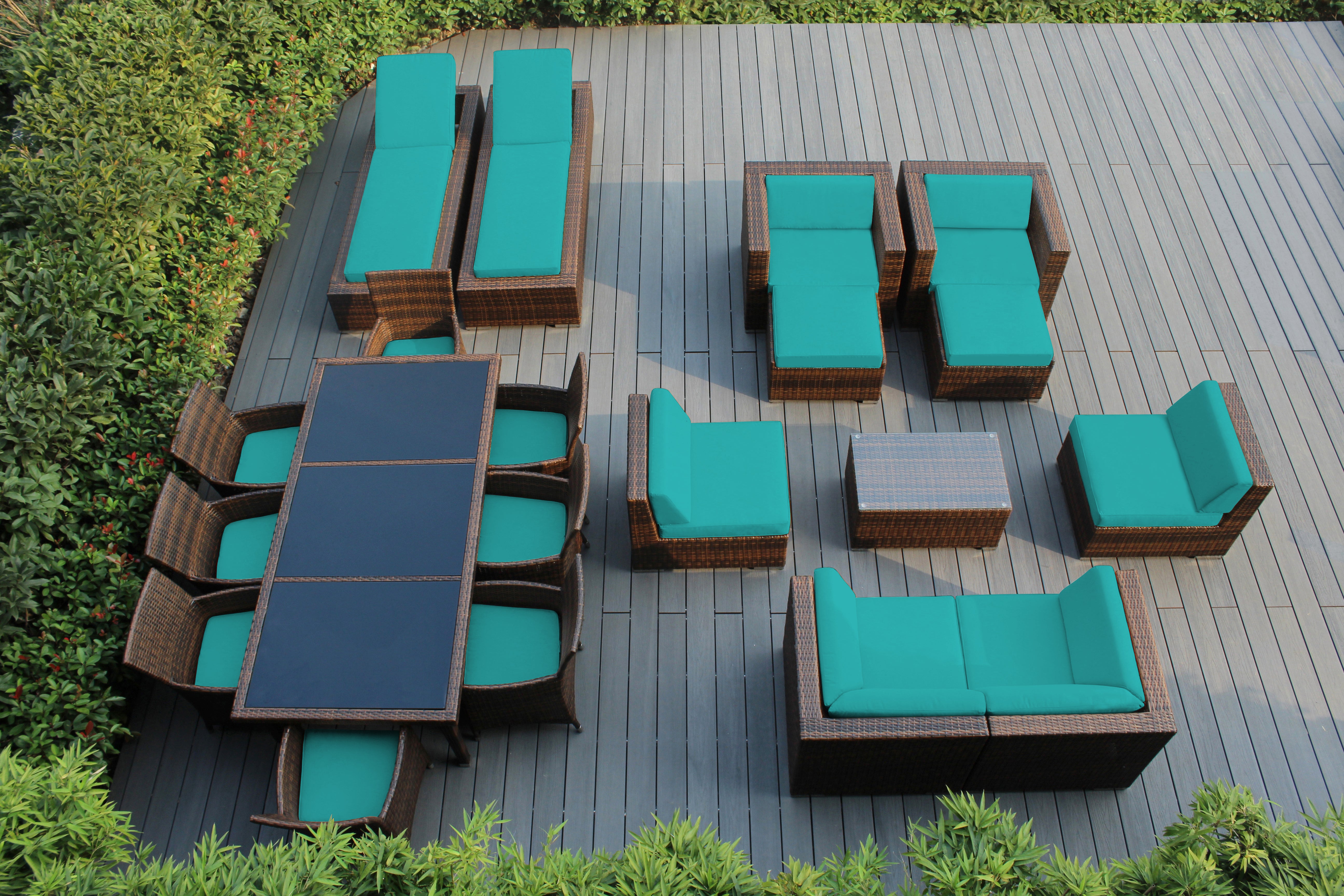 Rainshield Patio Furniture - Ohana 20 Piece Combination Set with Seating, Dining and Chaise Lounges