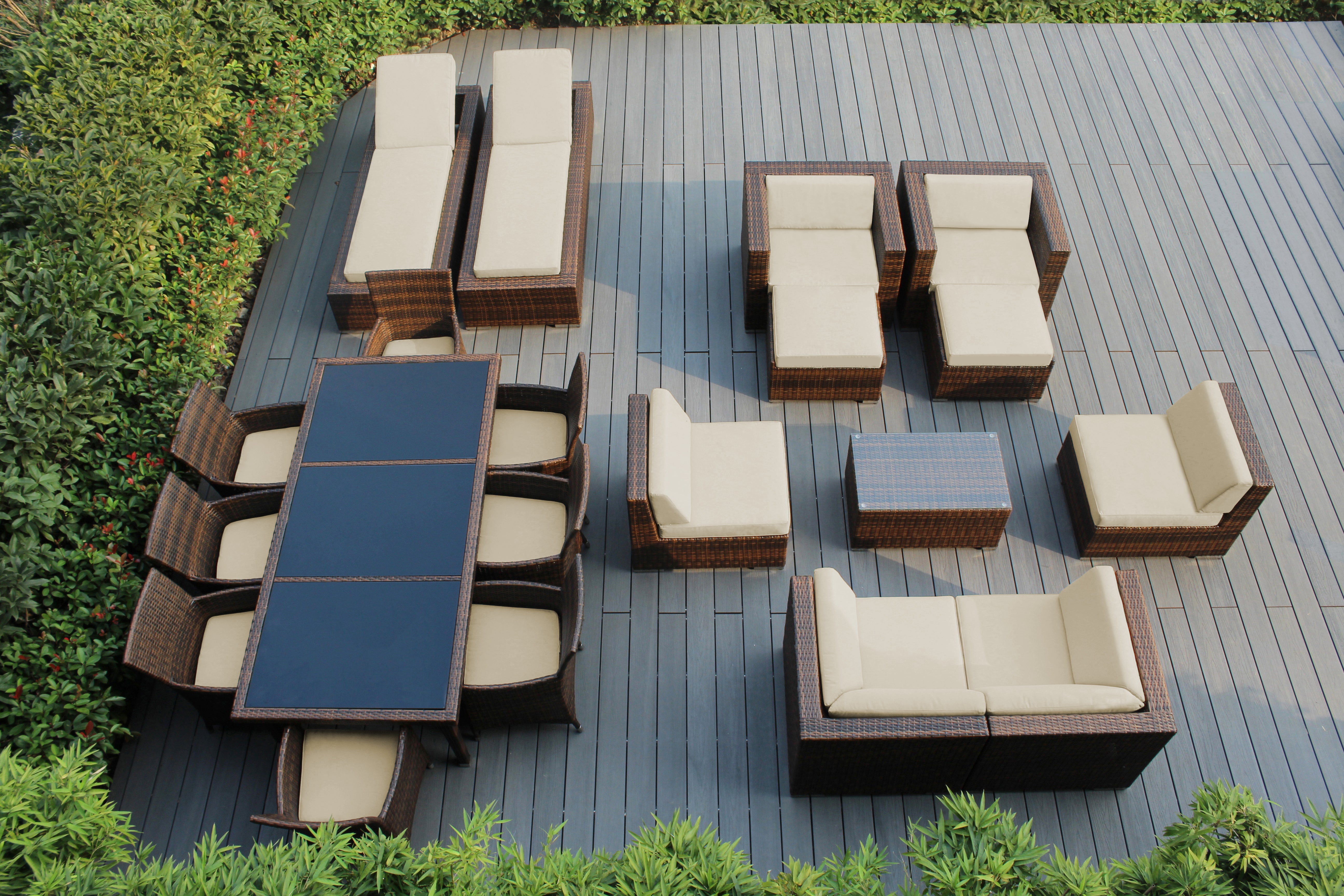 Rainshield Patio Furniture - Ohana 20 Piece Combination Set with Seating, Dining and Chaise Lounges