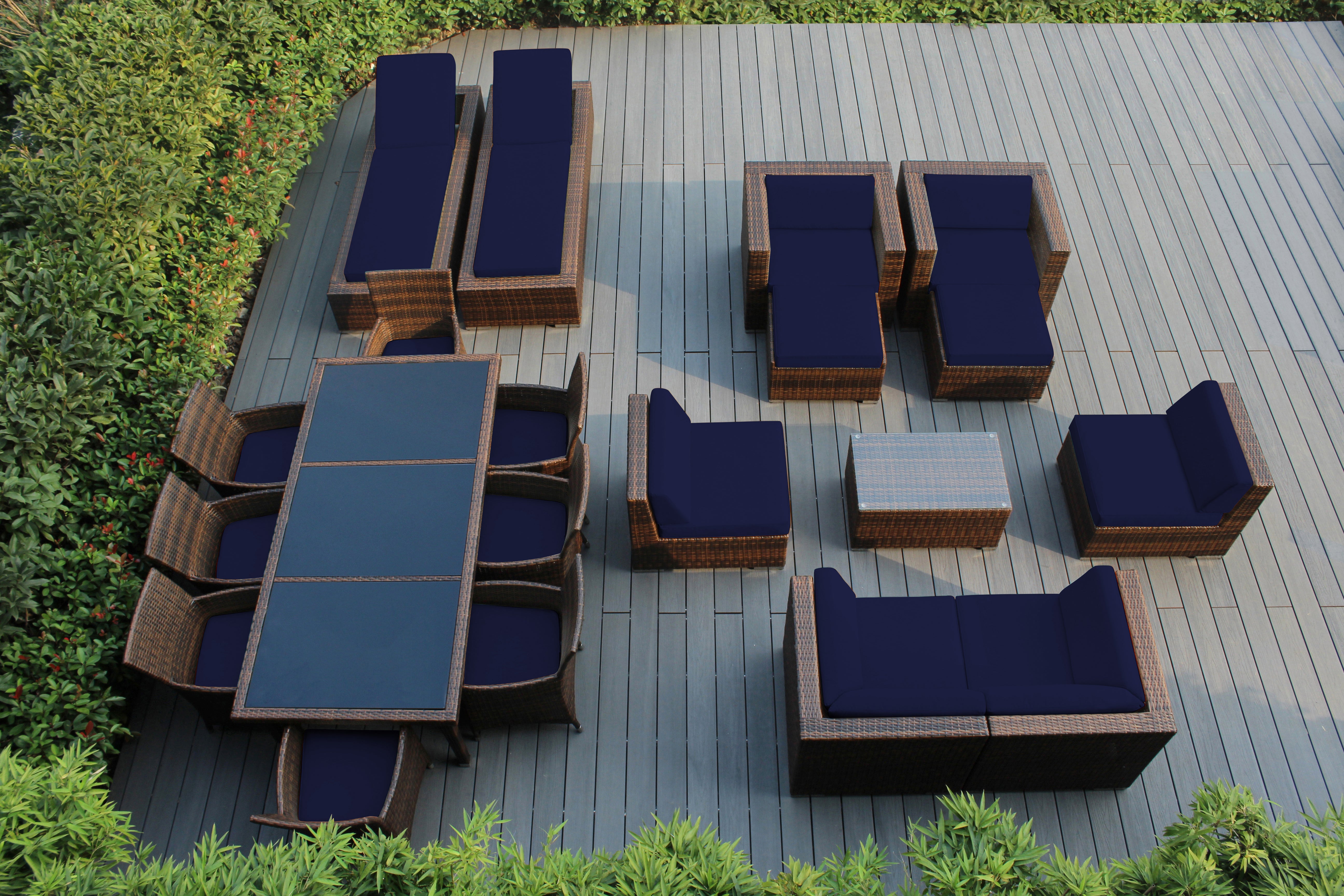 Rainshield Patio Furniture - Ohana 20 Piece Combination Set with Seating, Dining and Chaise Lounges