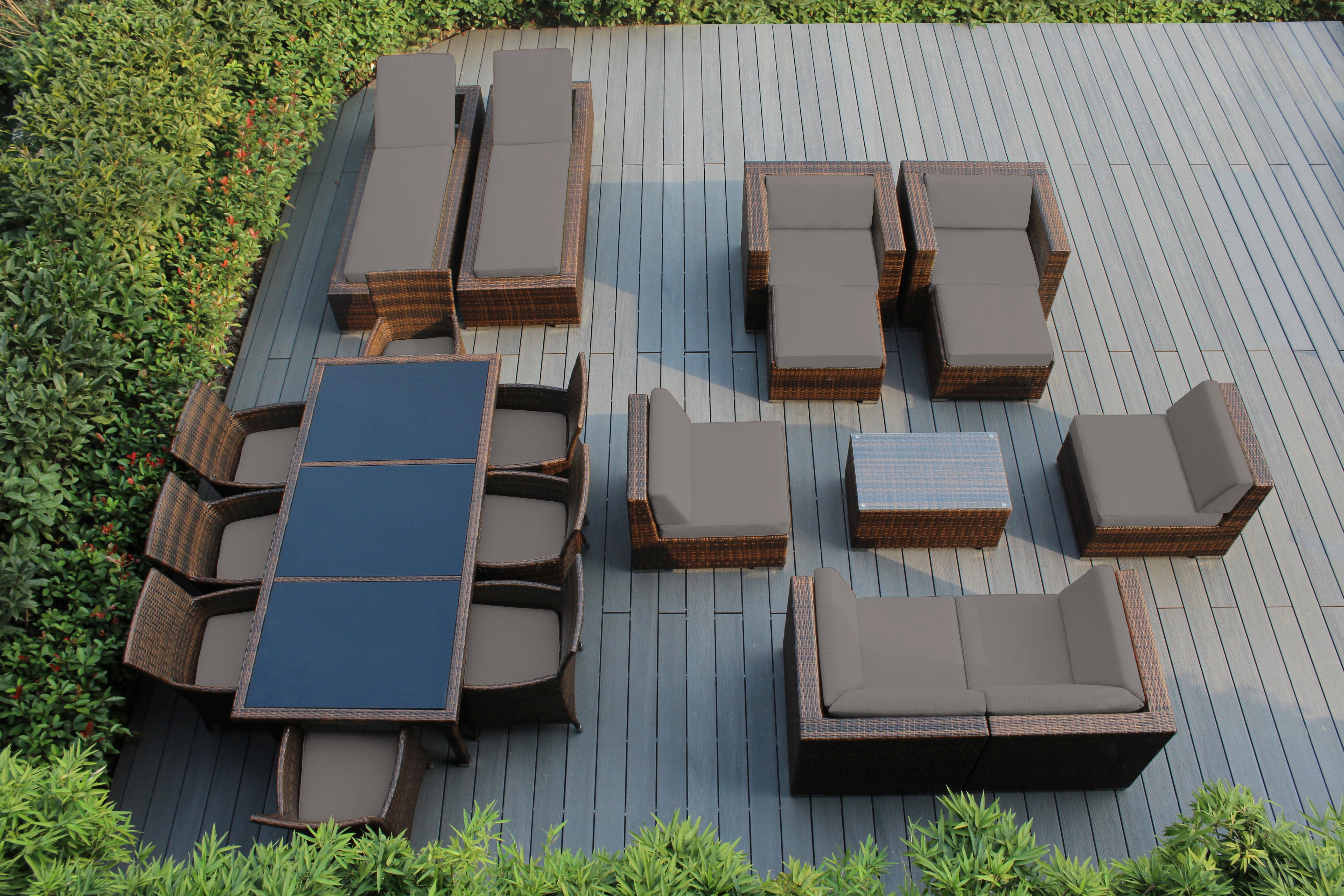 Rainshield Patio Furniture - Ohana 20 Piece Combination Set with Seating, Dining and Chaise Lounges