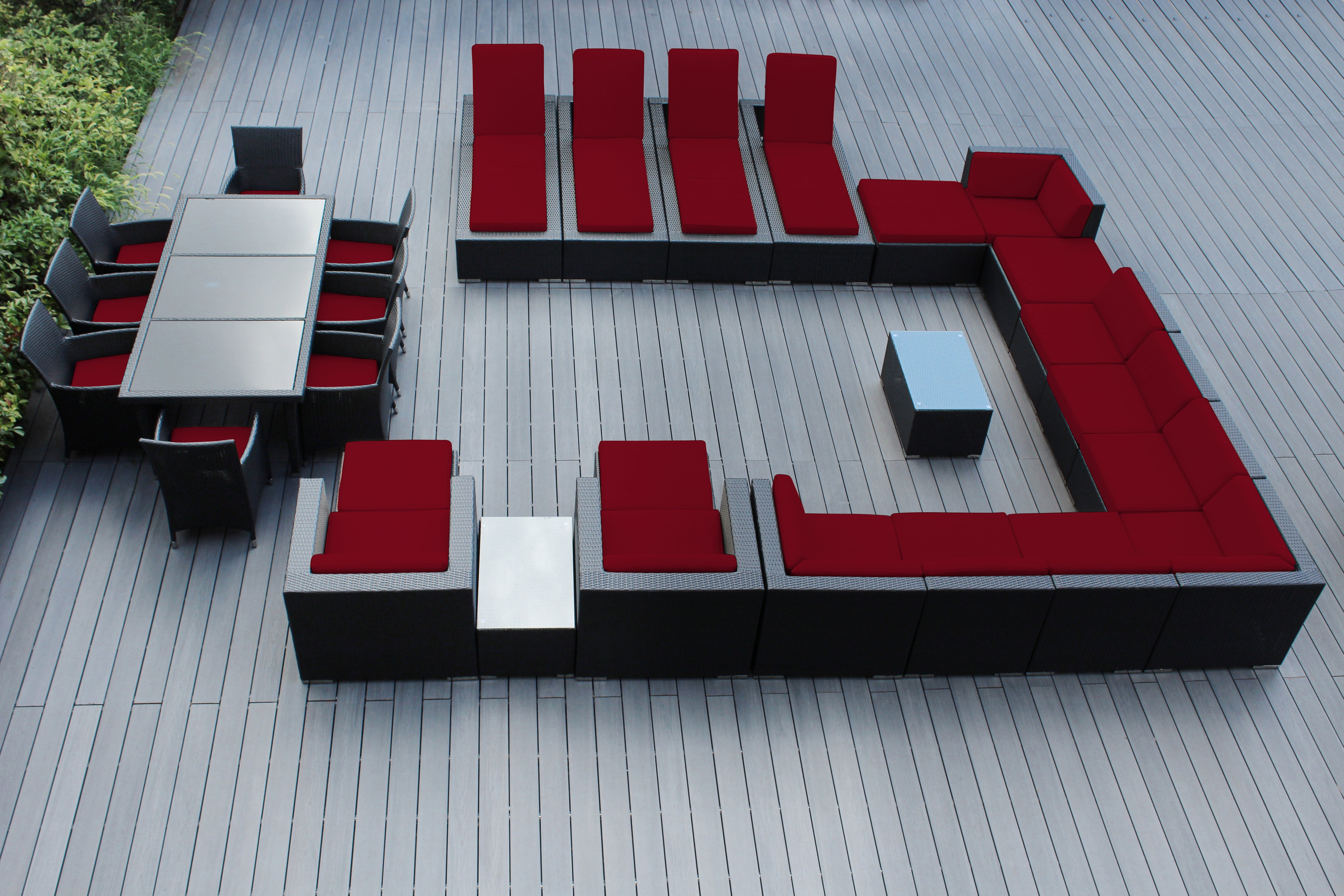 Rainshield Patio Furniture - 29 Piece Combination Set with Seating, Dining & Chaise Lounges