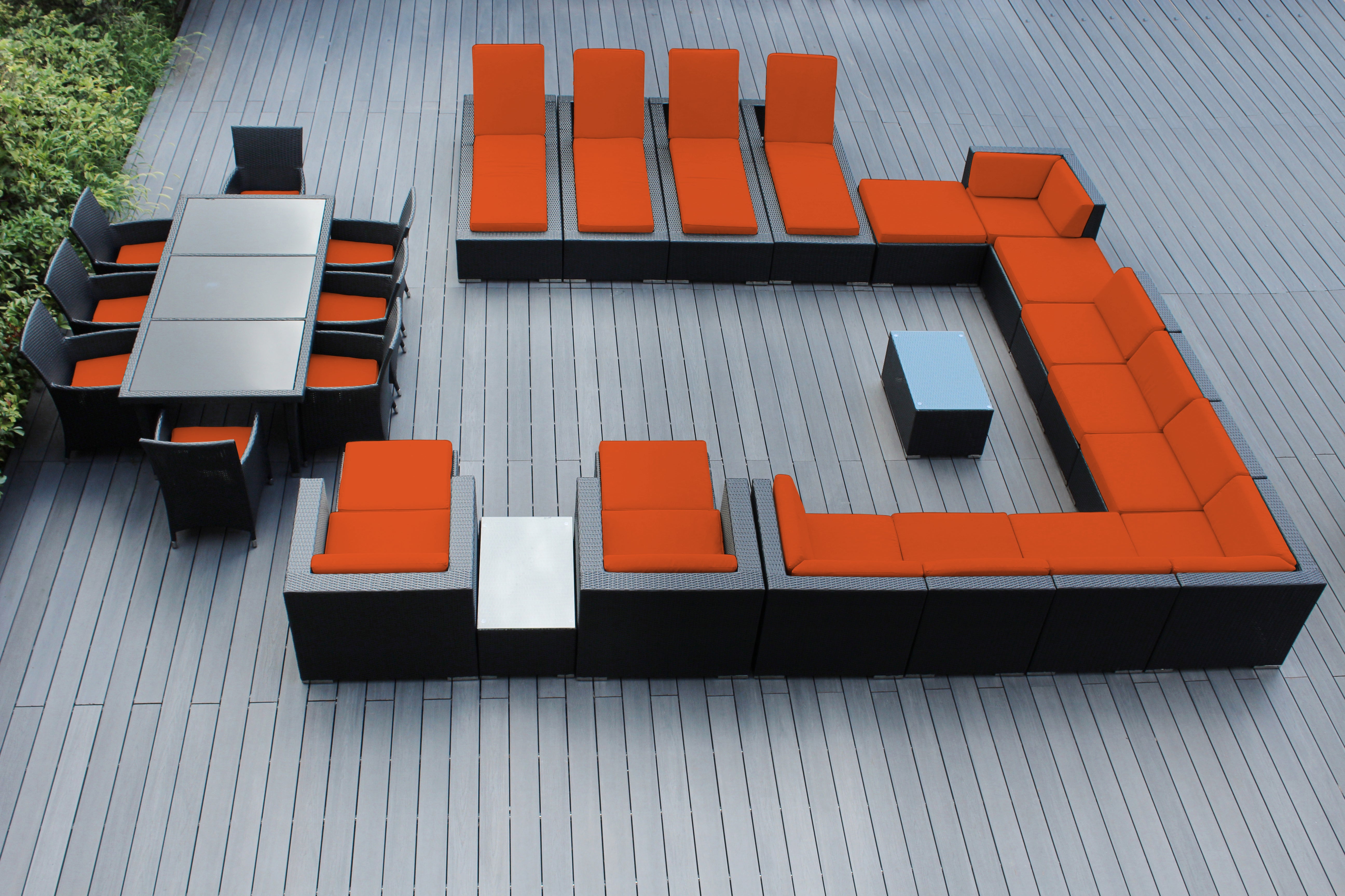 Rainshield Patio Furniture - 29 Piece Combination Set with Seating, Dining & Chaise Lounges