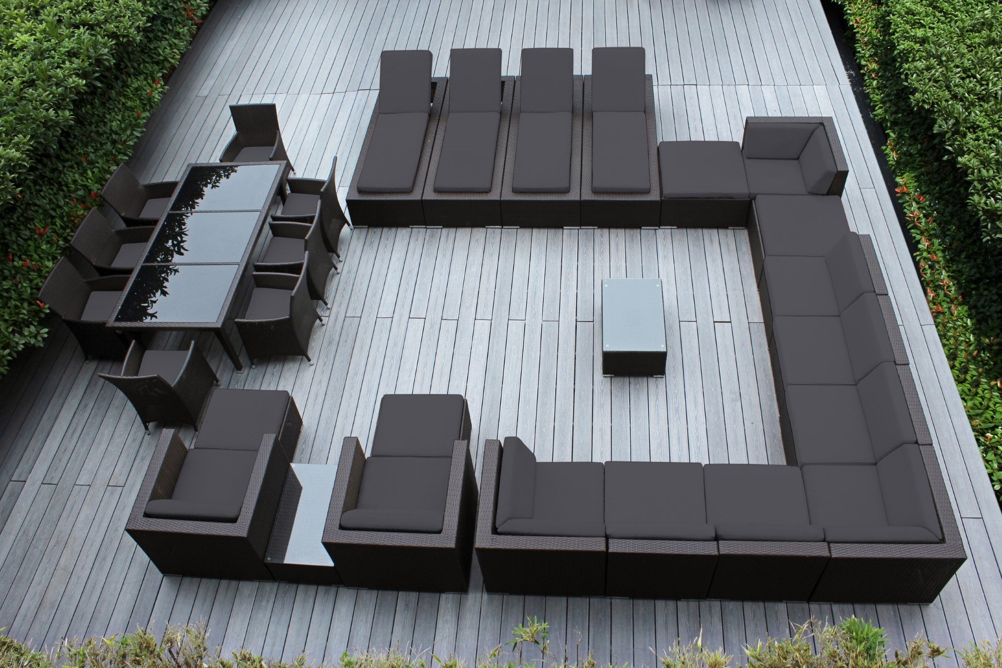 Rainshield Patio Furniture - 29 Piece Combination Set with Seating, Dining & Chaise Lounges