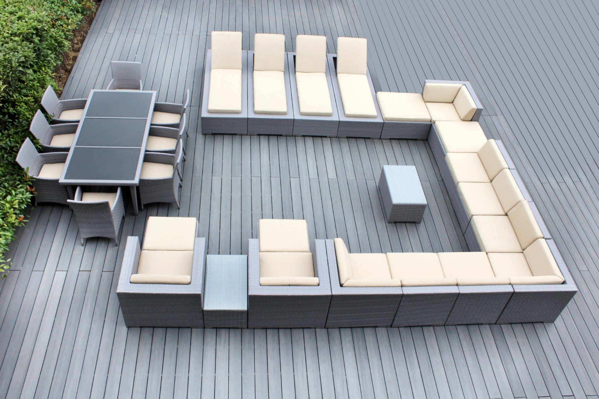 Rainshield Patio Furniture - 29 Piece Combination Set with Seating, Dining & Chaise Lounges