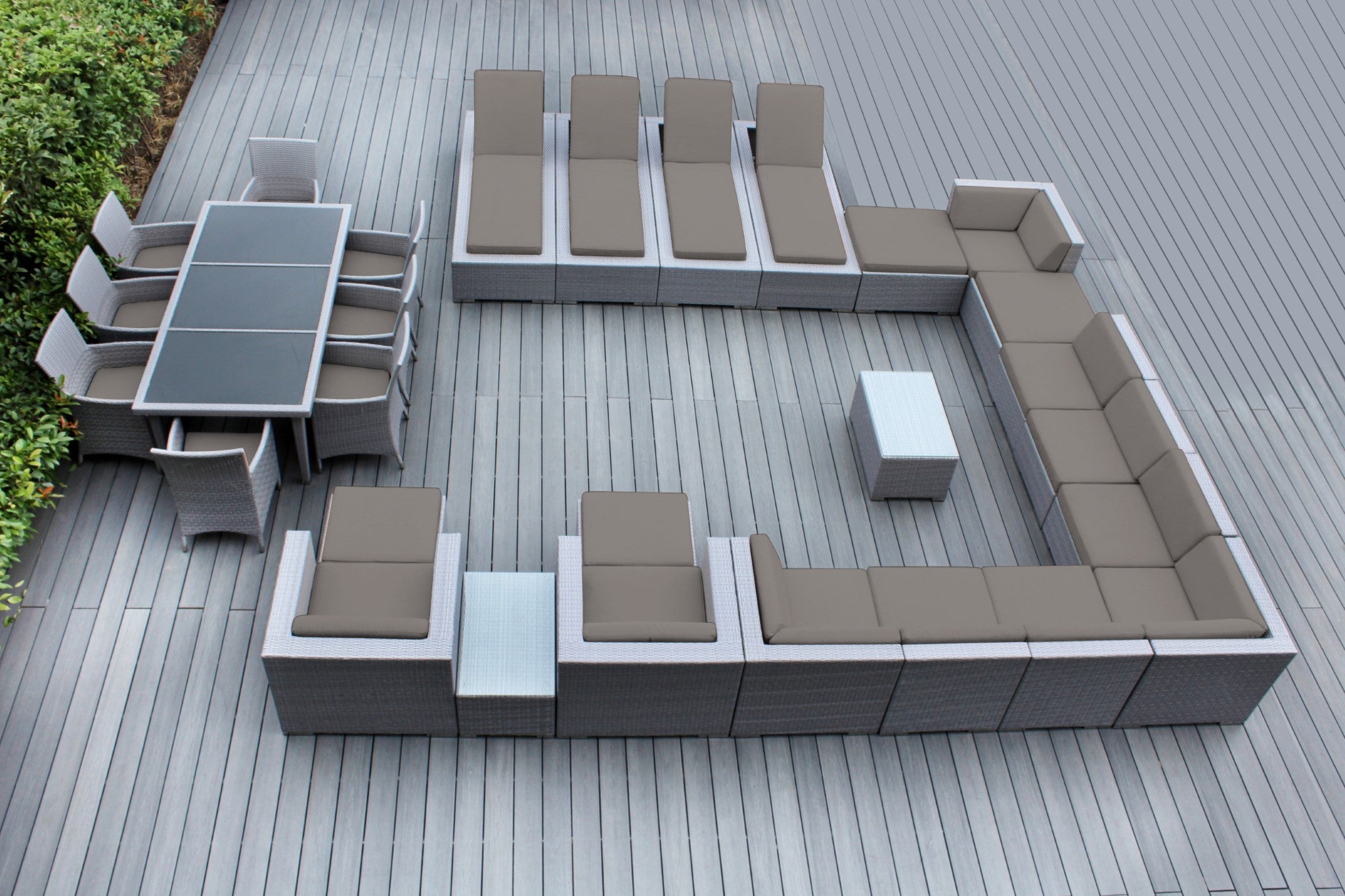 Rainshield Patio Furniture - 29 Piece Combination Set with Seating, Dining & Chaise Lounges