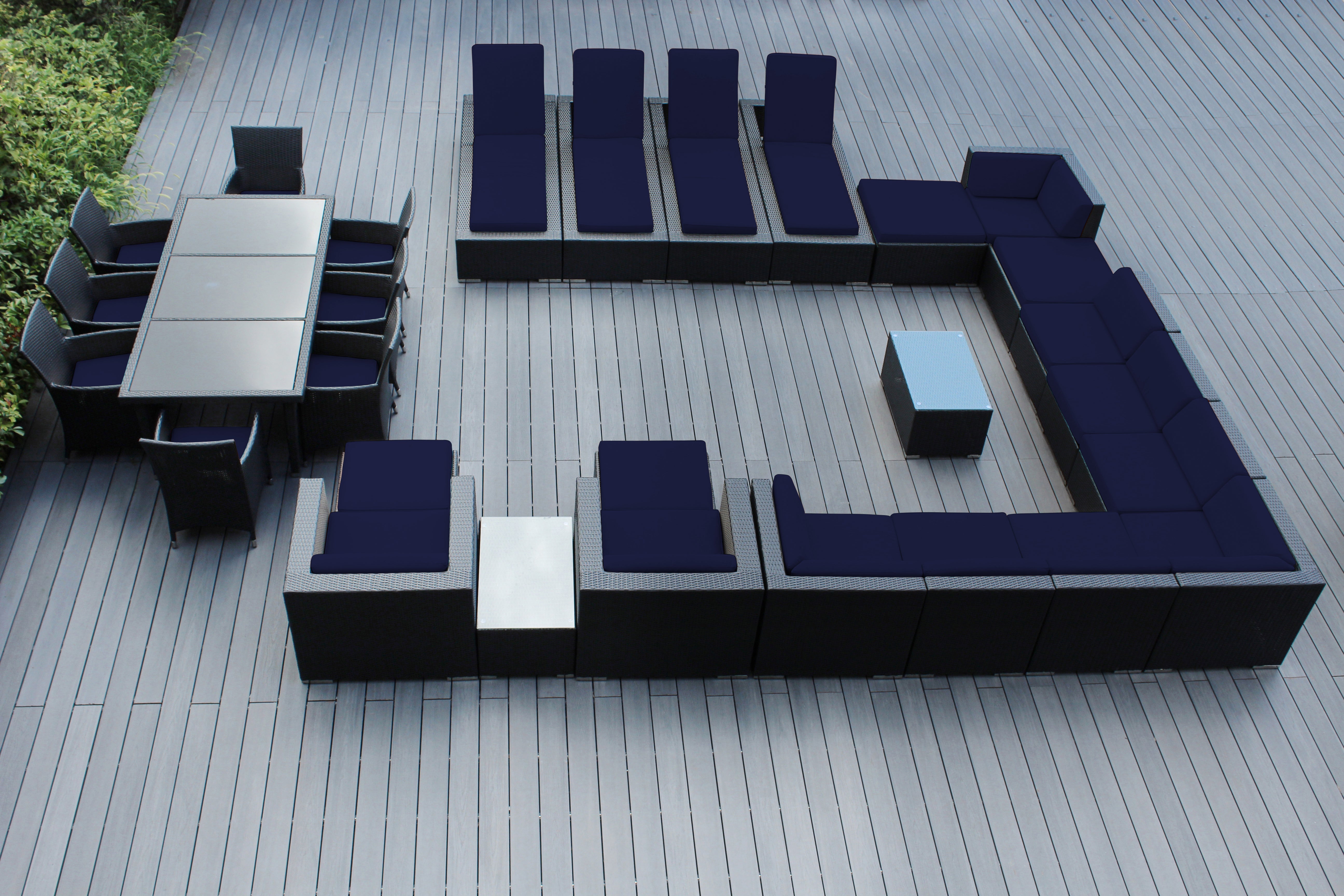 Rainshield Patio Furniture - 29 Piece Combination Set with Seating, Dining & Chaise Lounges