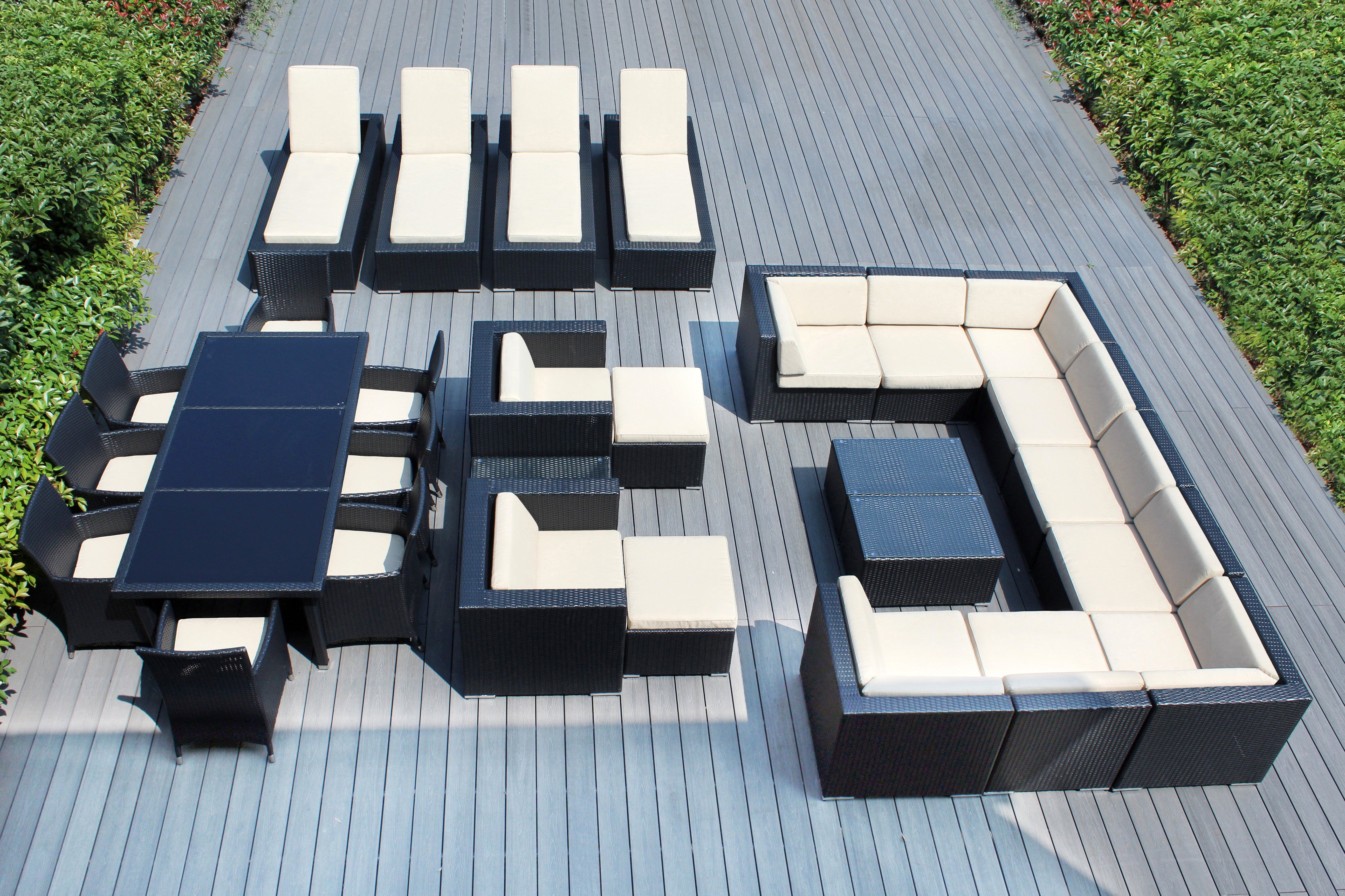 Rainshield Patio Furniture - 29 Piece Combination Set with Seating, Dining & Chaise Lounges