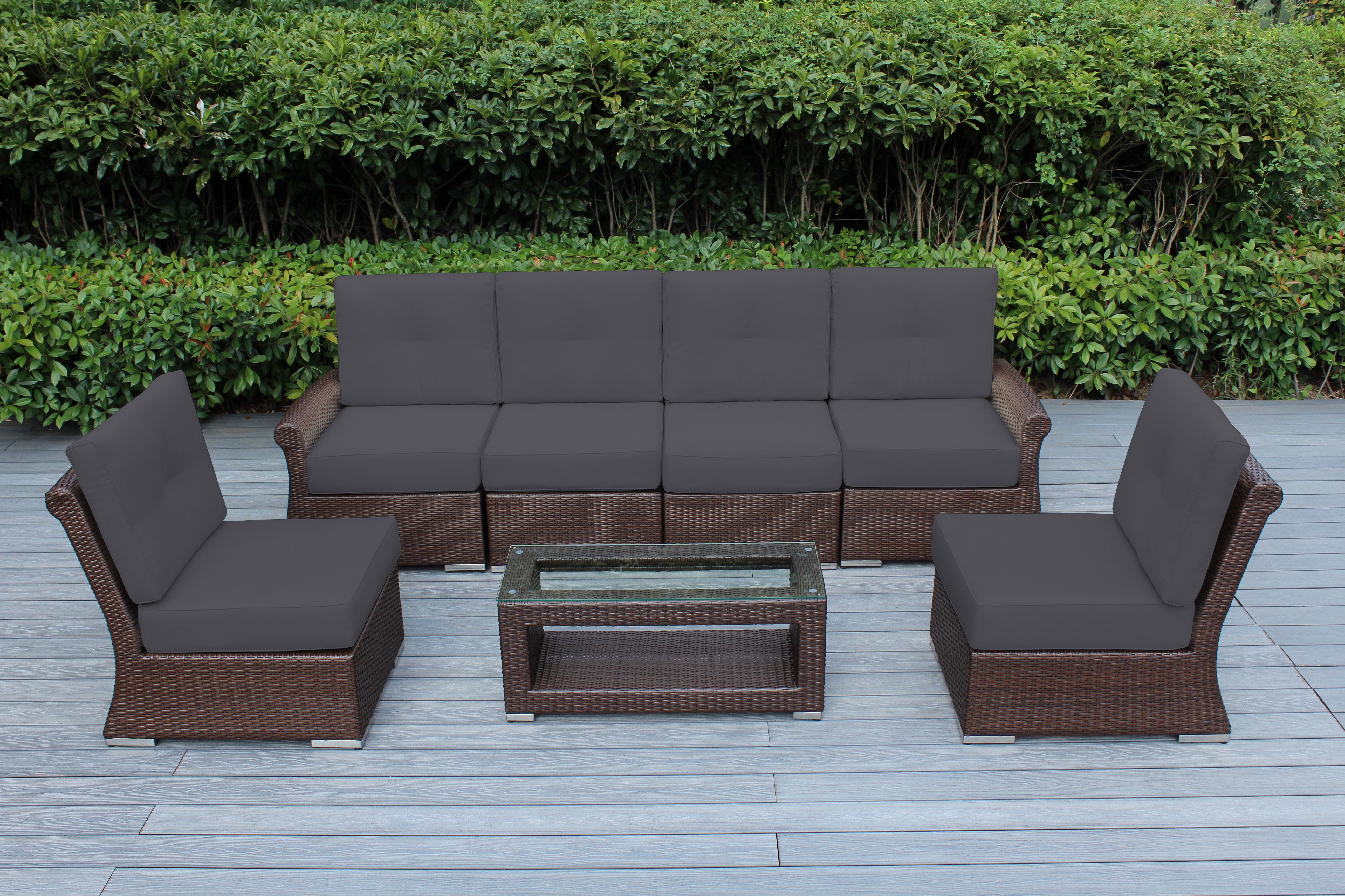 Fully Assembled Rainshield Patio Furniture - Luxury 7-Piece Oversized Sectional - with 6-inch Water Protected Cushions
