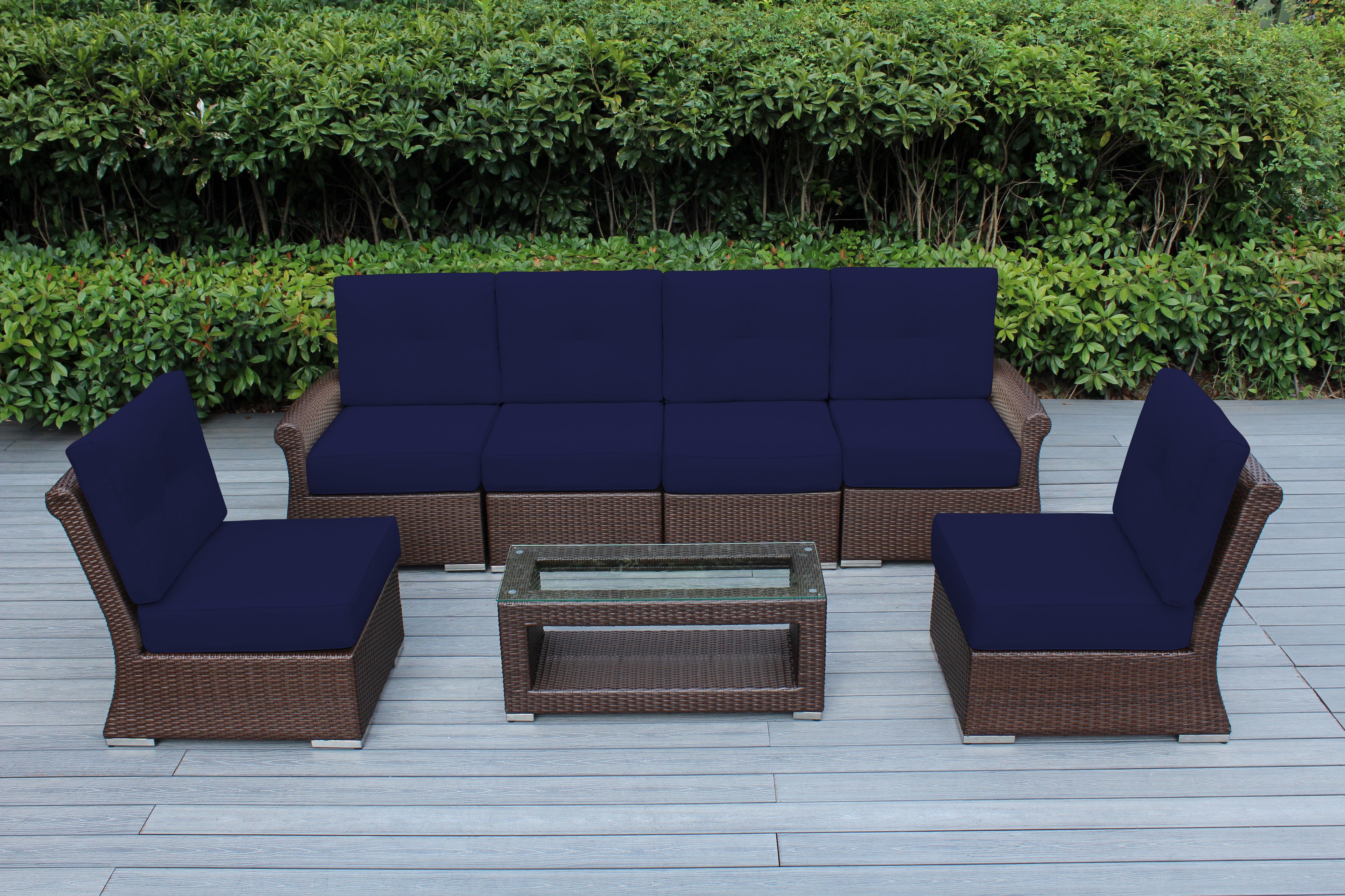 Fully Assembled Rainshield Patio Furniture - Luxury 7-Piece Oversized Sectional - with 6-inch Water Protected Cushions