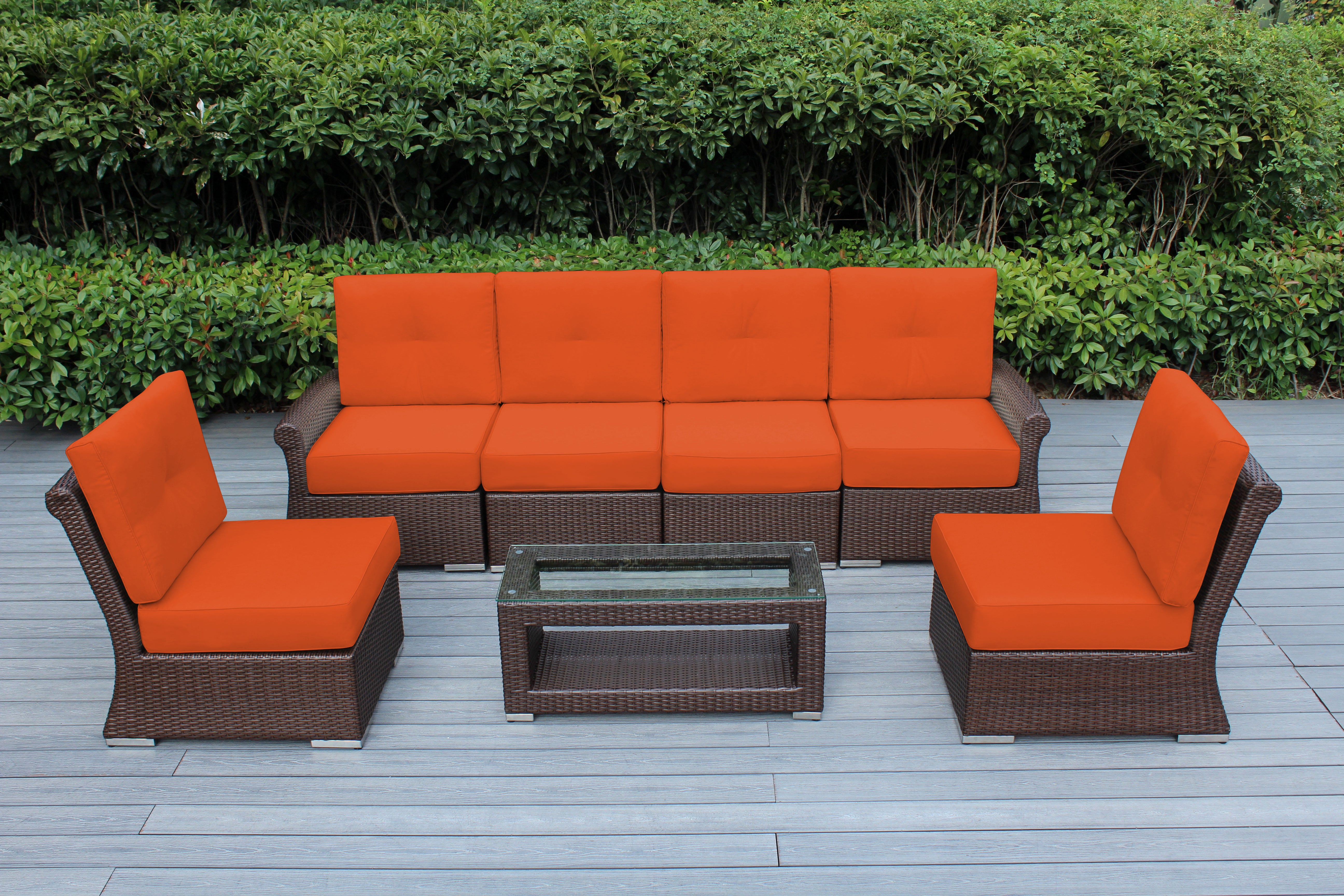 Fully Assembled Rainshield Patio Furniture - Luxury 7-Piece Oversized Sectional - with 6-inch Water Protected Cushions