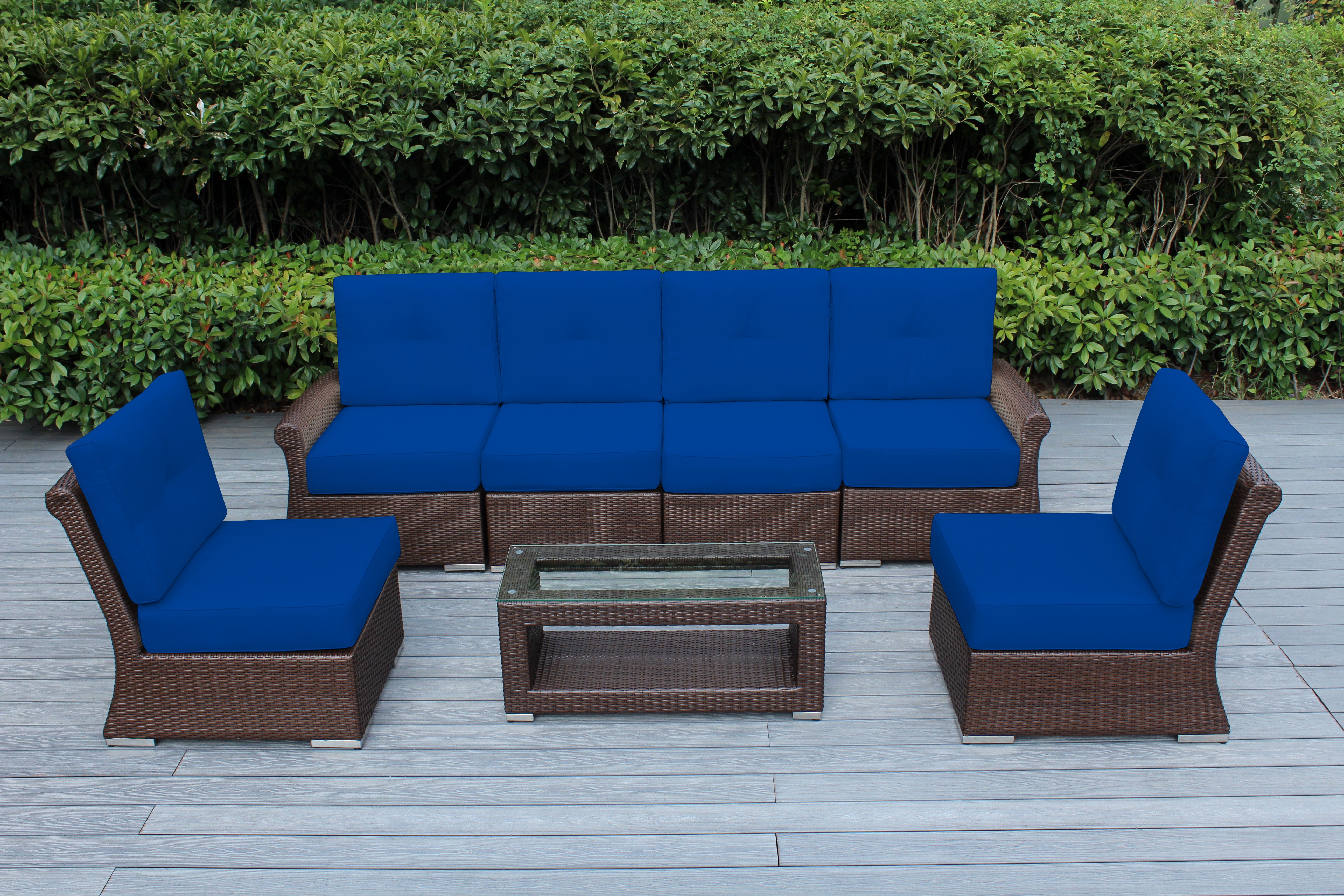 Fully Assembled Rainshield Patio Furniture - Luxury 7-Piece Oversized Sectional with 6-inch Cushions