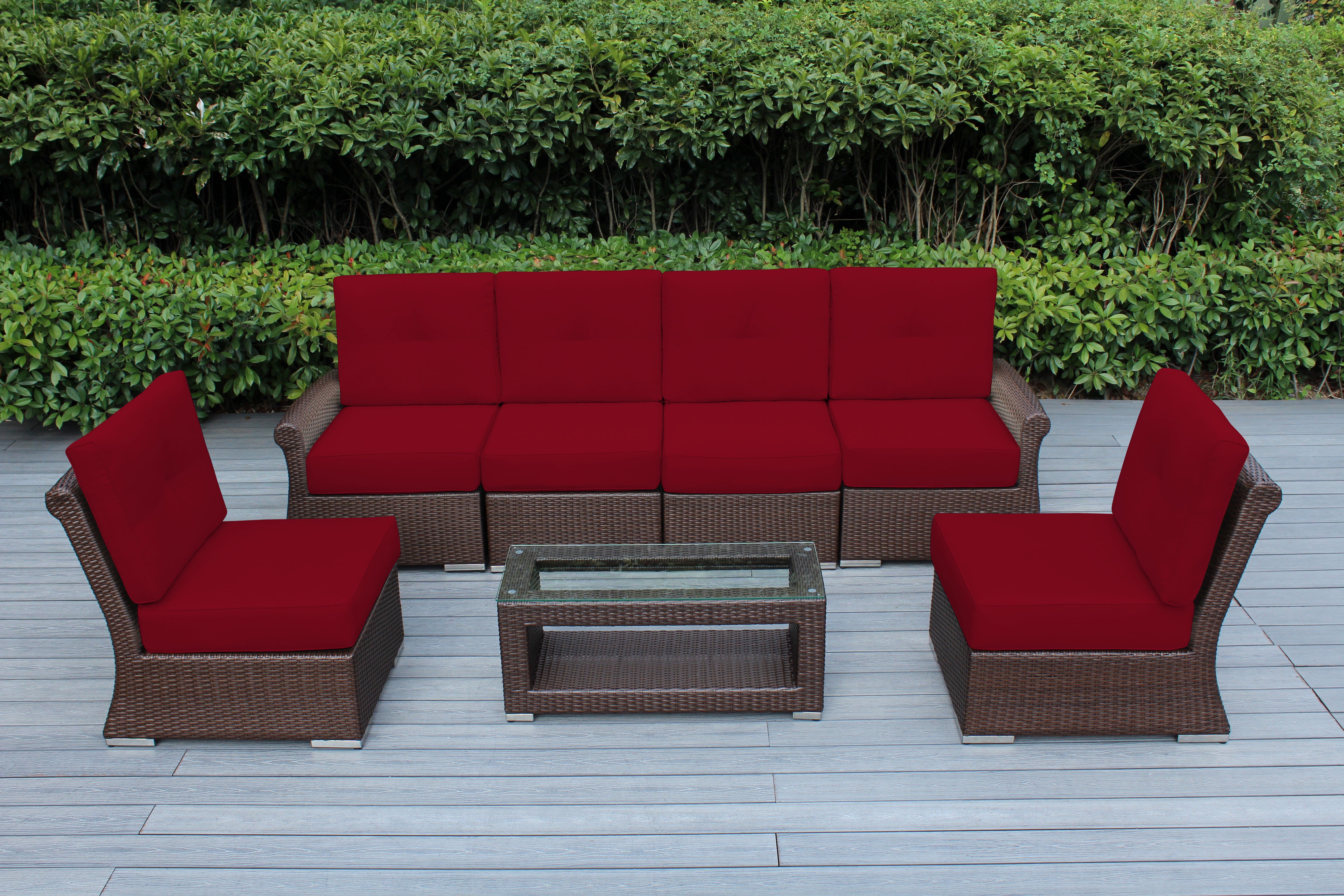 Fully Assembled Rainshield Patio Furniture - Luxury 7-Piece Oversized Sectional with 6-inch Cushions